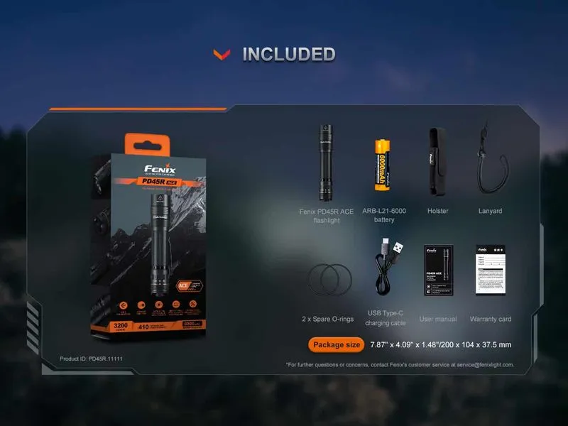 Fenix Taschenlampe PD45R ACE 3200 lm 6000 mAh Akku Schwarz Fenix Taschenlampe PD45R ACE 3200 lm 6000 mAh Akku Schwarz