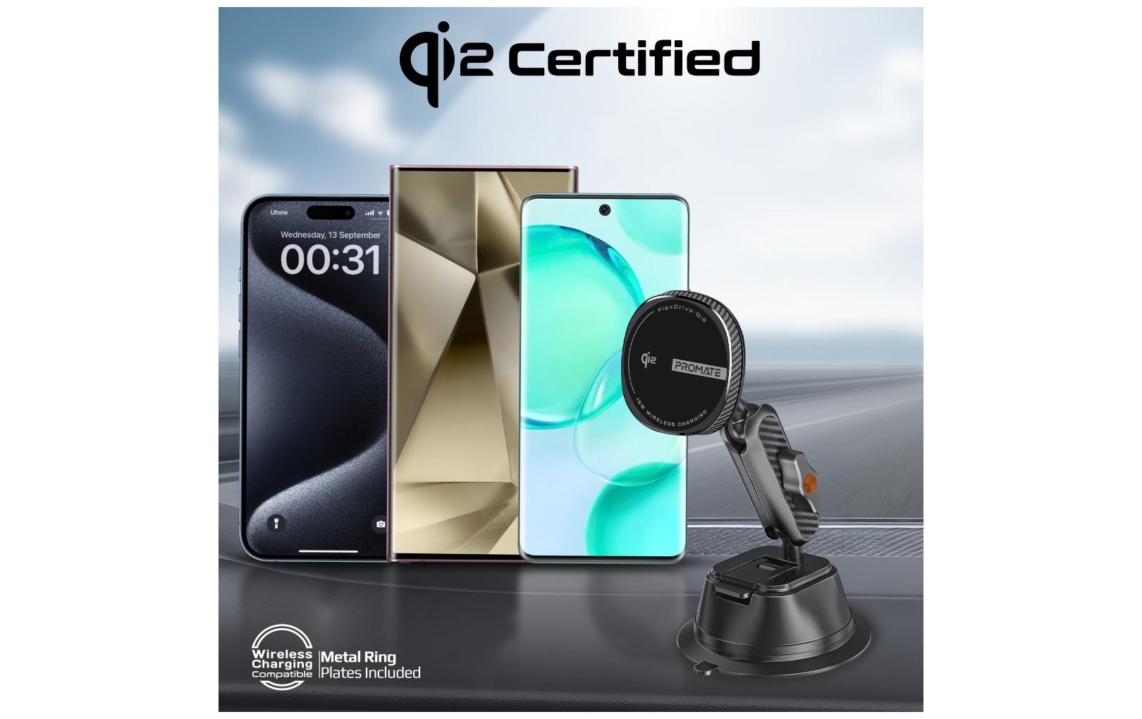 Promate Smartphone-Halterung FlexDrive Qi2