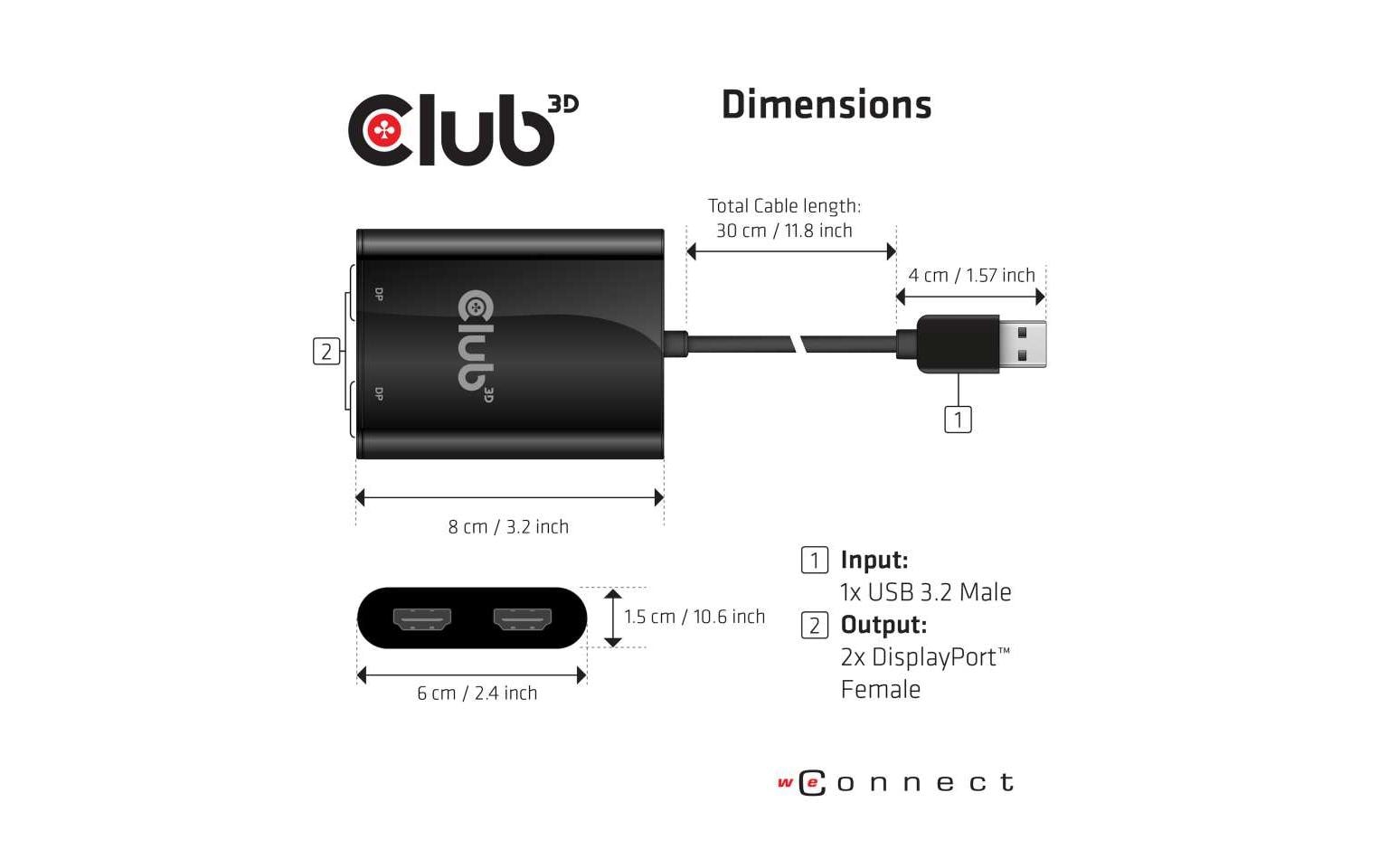 Club 3D Adapter USB Typ-A 3.1 - 2x HDMI 2.0