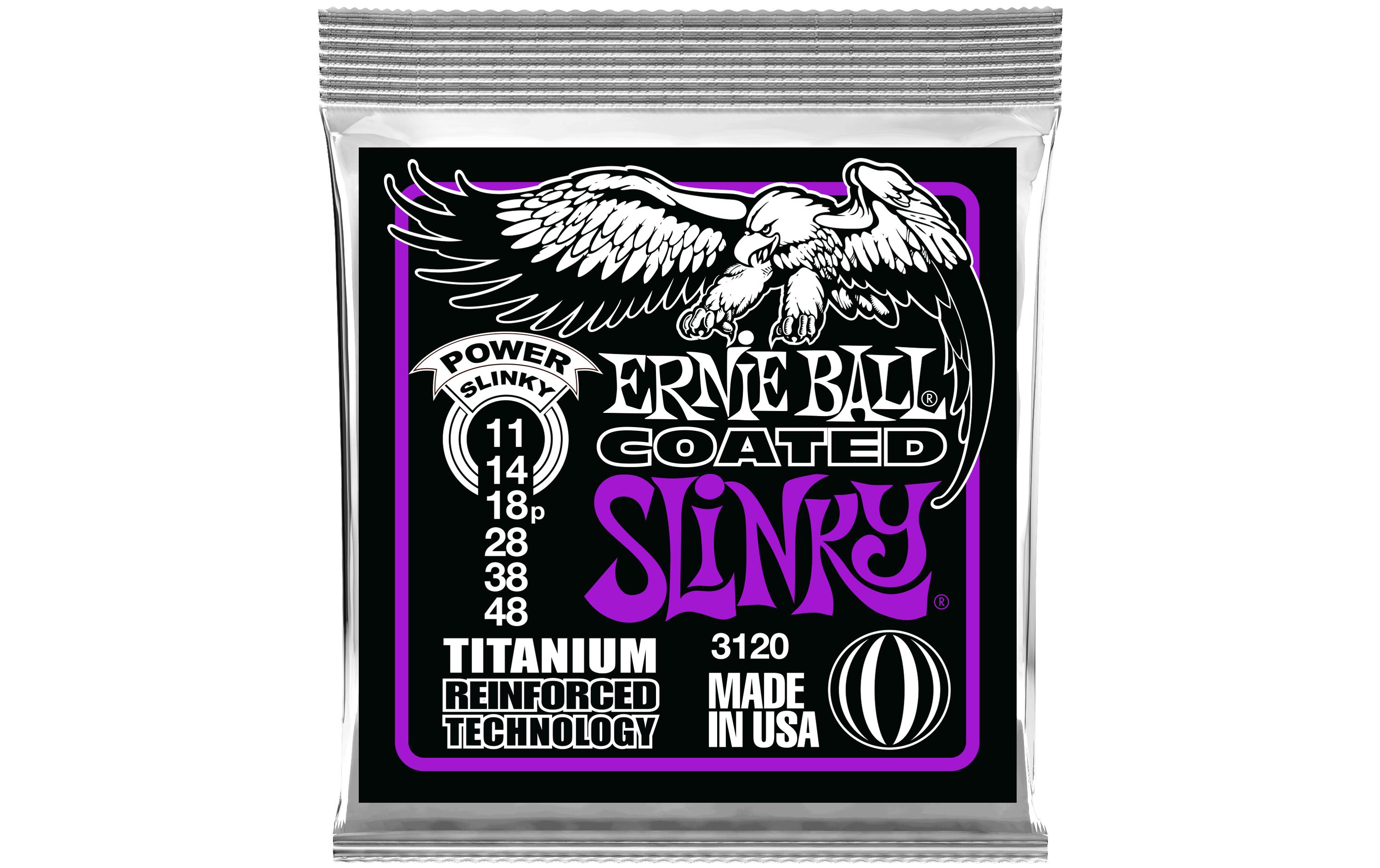Ernie Ball Gitarrensaiten 3120 Slinky Coated Titanium – Power 11-48
