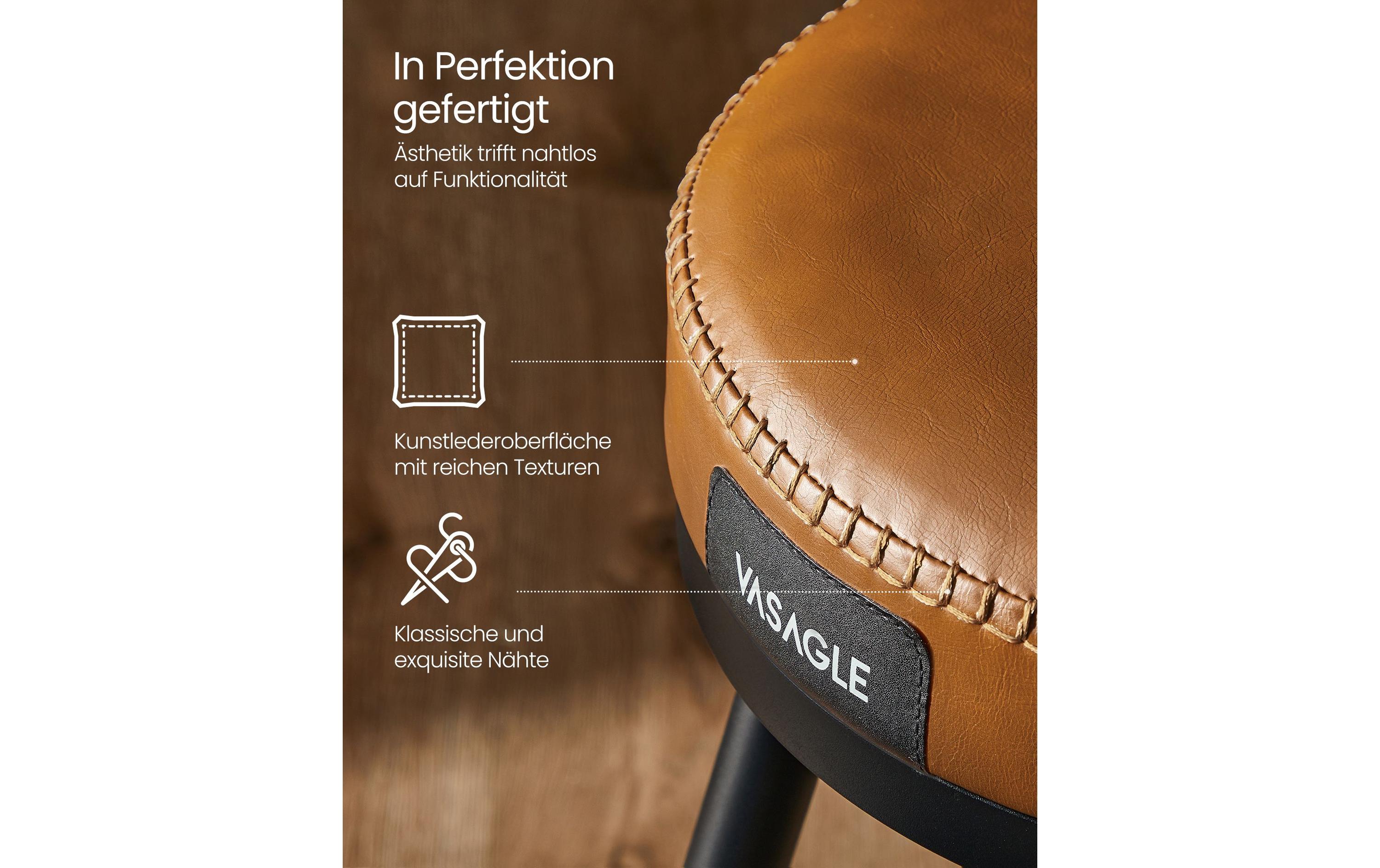 VASAGLE Barhocker 2 Stück 56 x 101.3 cm, Schwarz/Braun