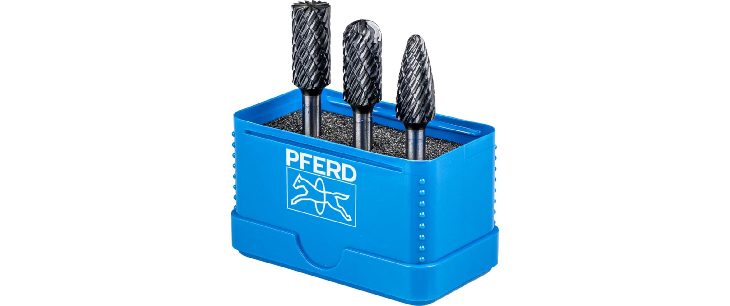 Pferd Hartmetallfrässtifte-Set HC-FEP 3-tlg. Schaft-Ø 6 mm Pferd Hartmetallfrässtifte-Set HC-FEP 3-tlg. Schaft-Ø 6 mm