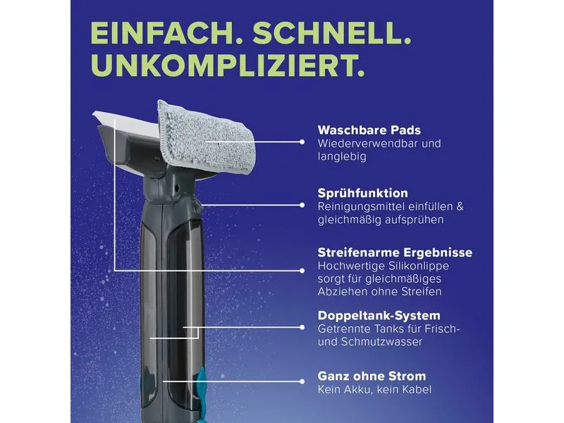 Lichterblitz Fensterreiniger manuell 3in1 Grau Blau