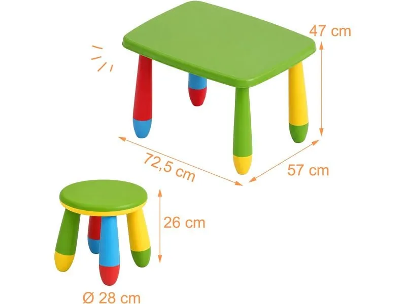 relaxdays Kindersitzgruppe 3-teilig, Kunstoff, Mehrfarbig