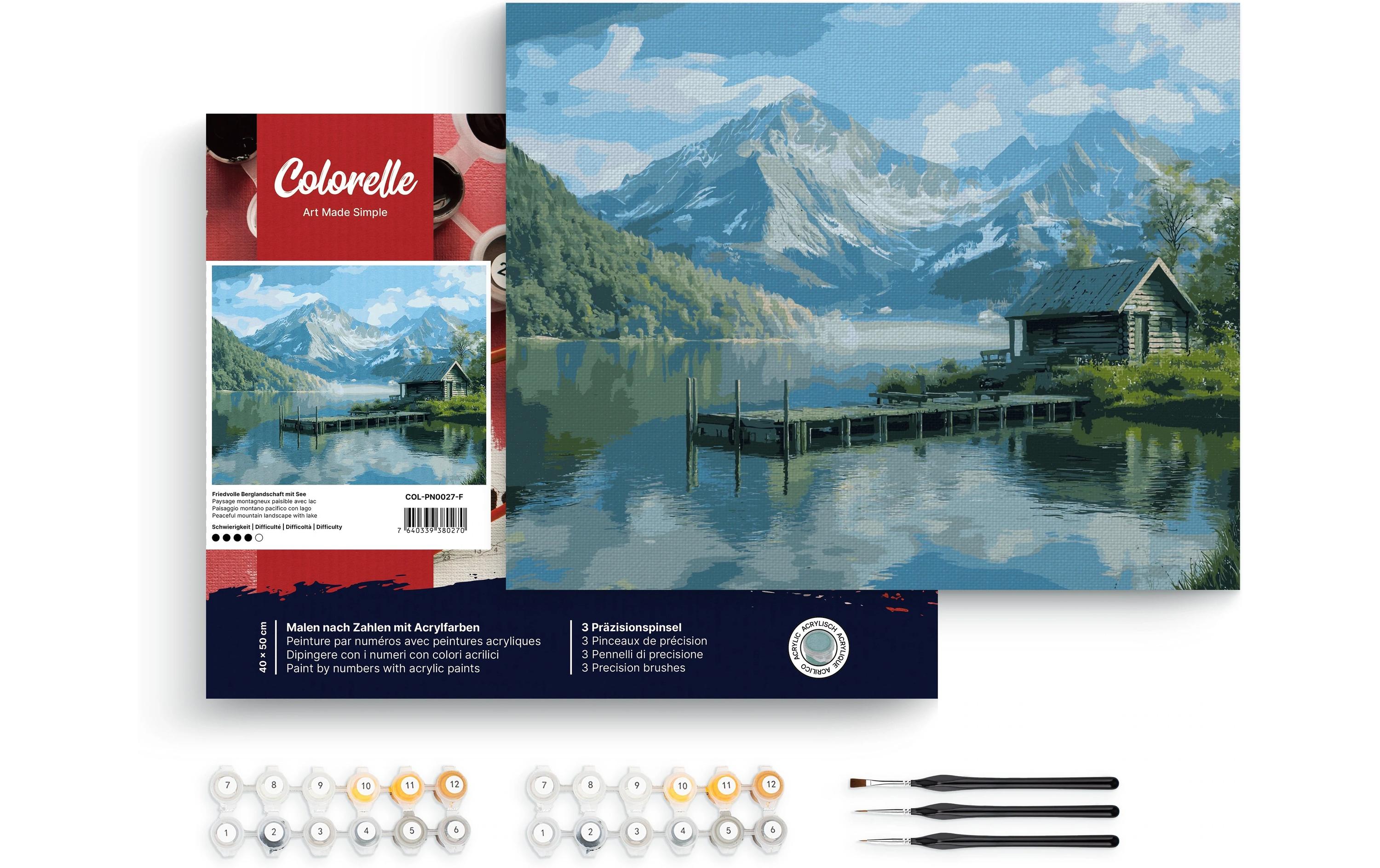 Colorelle Malen nach Zahlen Friedvolle Berglandschaft mit See Colorelle Malen nach Zahlen Friedvolle Berglandschaft mit See