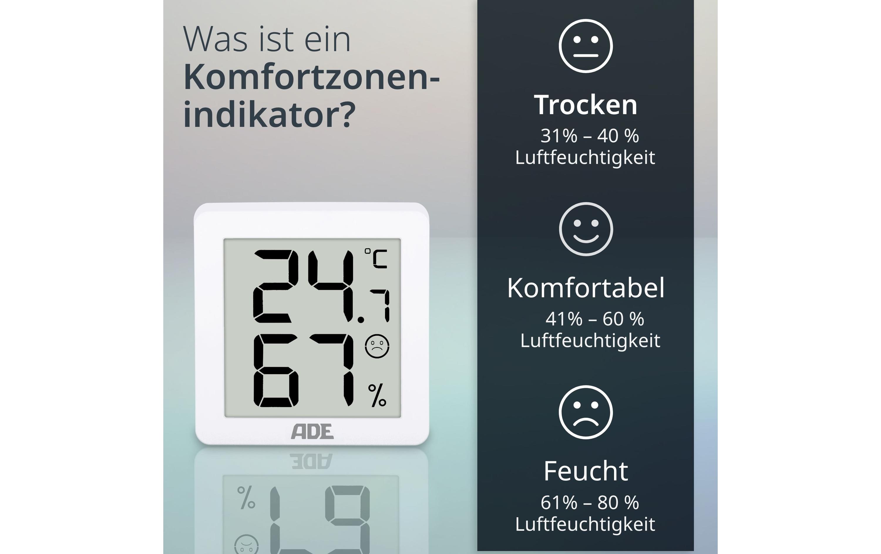 ADE Thermo-/Hygrometer digital 3 Stück, Weiss