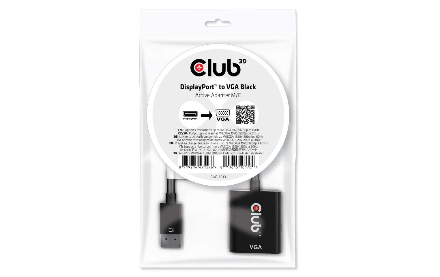 Club 3D Adapterkabel DPTM auf VGA Aktiv DisplayPort - VGA