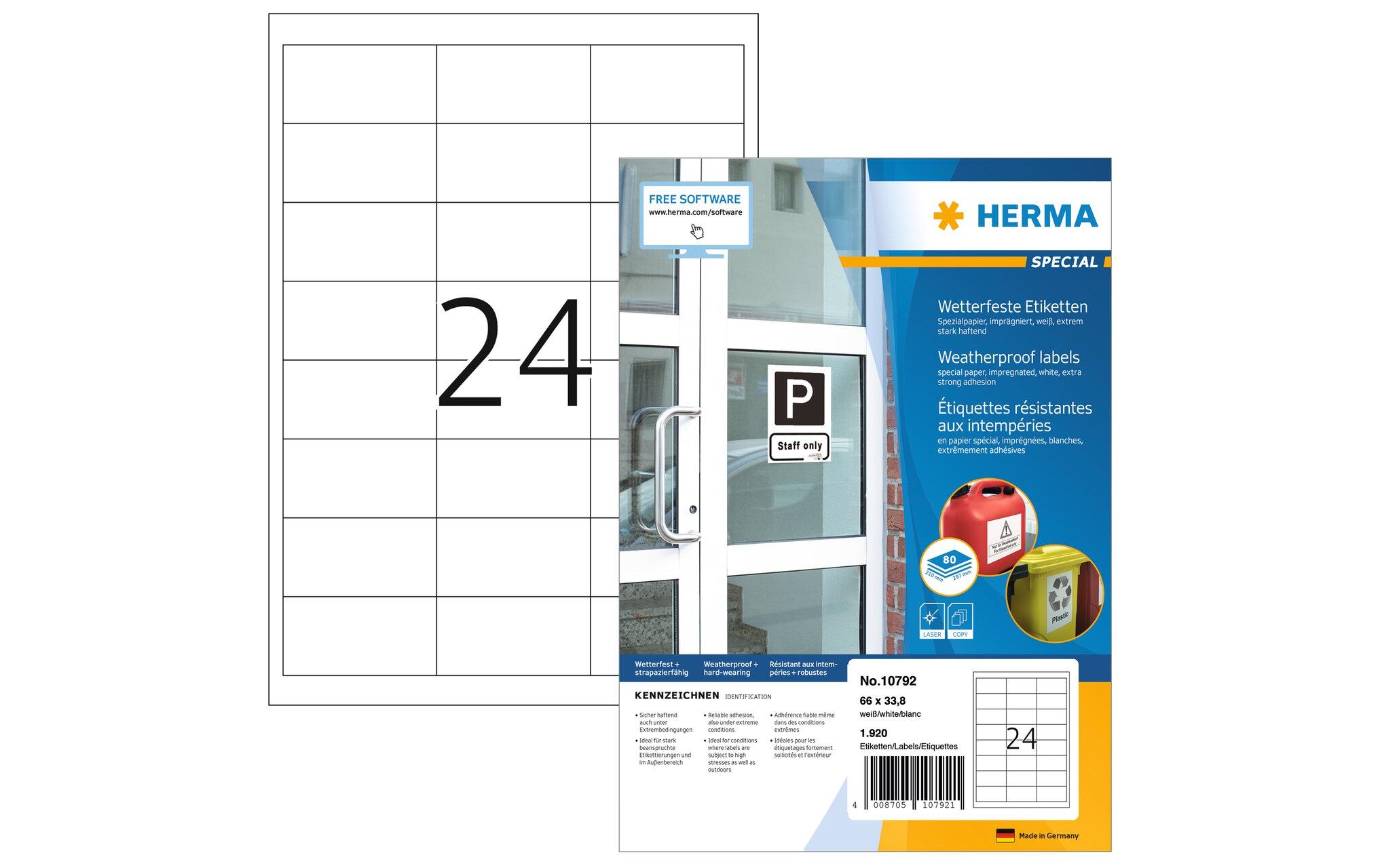 HERMA Outdoor-Etiketten 66 x 33.8 mm, 80 Blatt HERMA Outdoor-Etiketten 66 x 33.8 mm, 80 Blatt