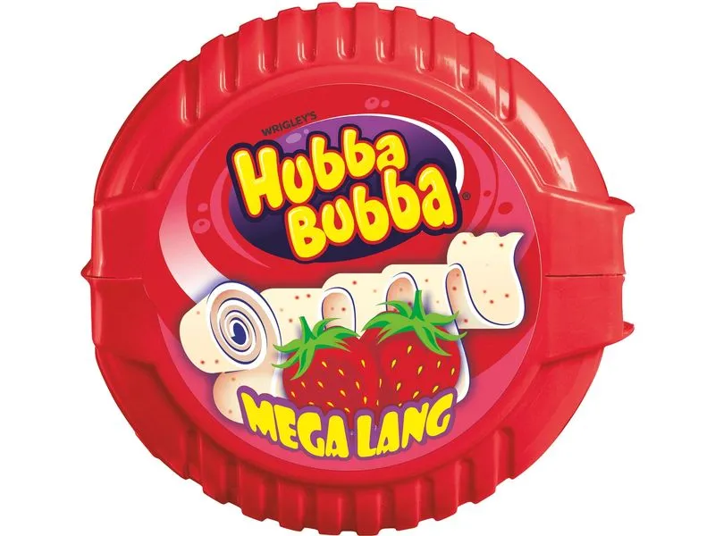 Hubba Bubba Kaugummi Rolle Mega Lang Erdbeere 12 x 56 g