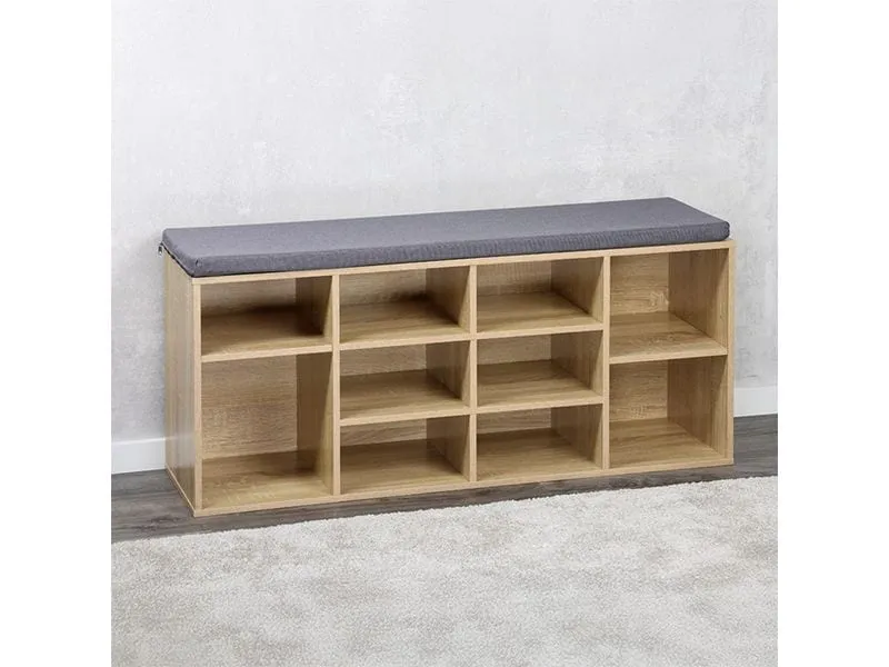 Kesper Schuhschrank mit Sitzkissen Holz natur 103.5 x 29.5 x 48 cm