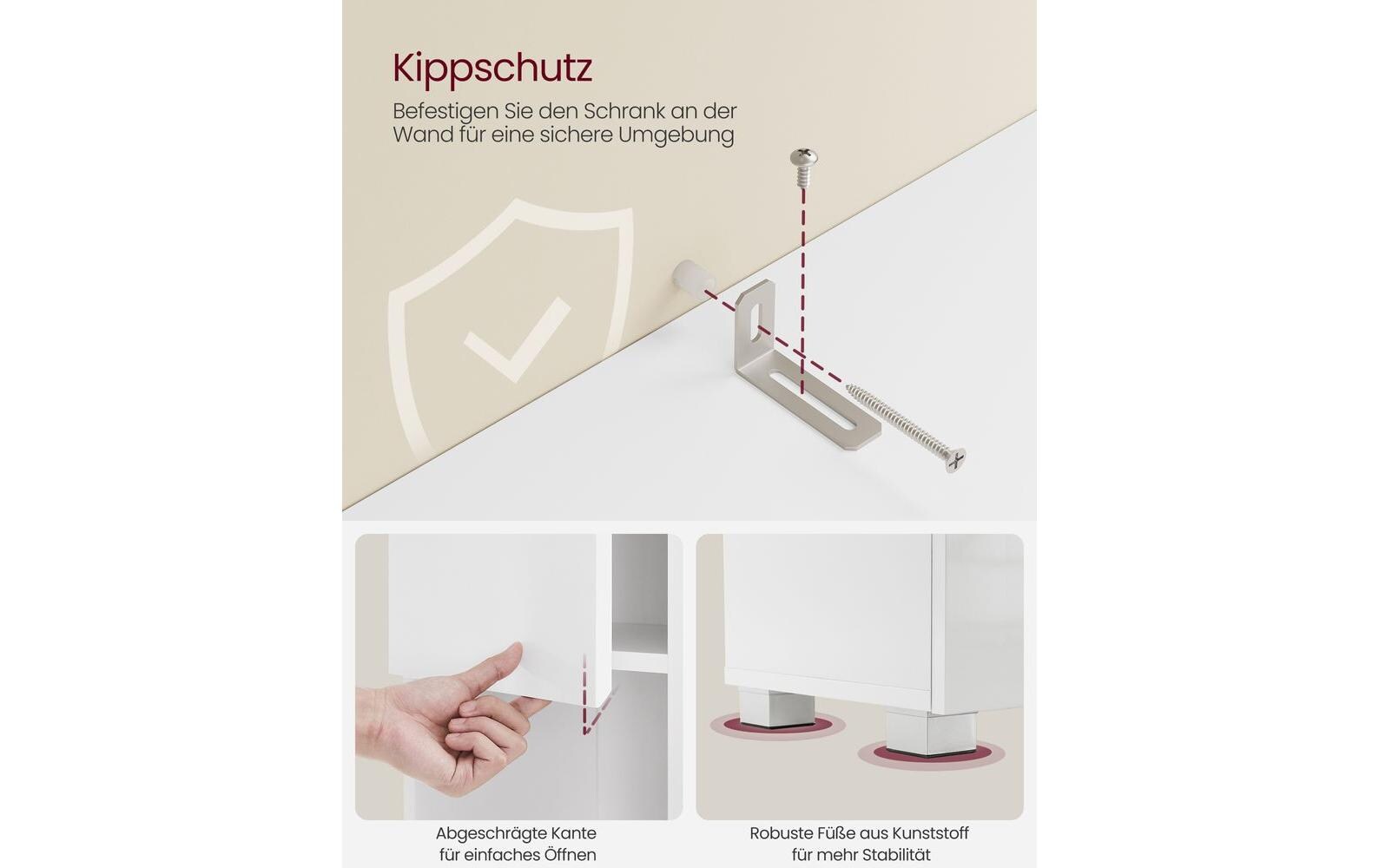 VASAGLE Badezimmerregal 30 x 170 cm, Weiss