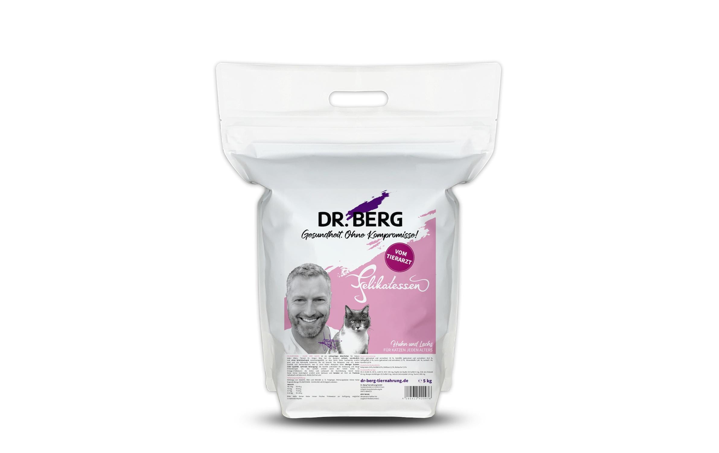 Dr. Berg Trockenfutter Felikatessen Huhn+Lachs, 5 kg Dr. Berg Trockenfutter Felikatessen Huhn+Lachs, 5 kg