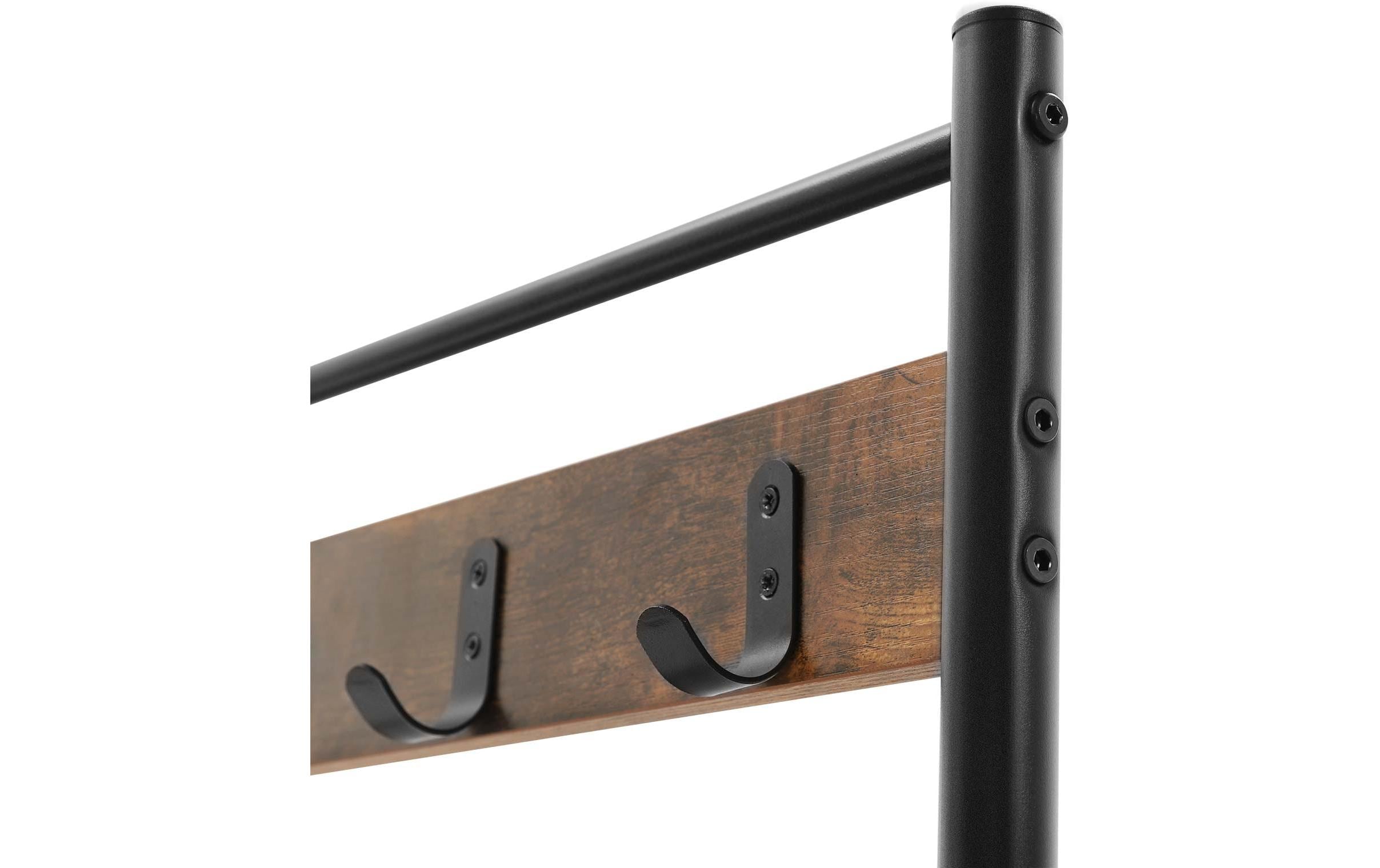 VASAGLE Garderobenständer mit Schuhablagen 175 cm, Braun/Schwarz