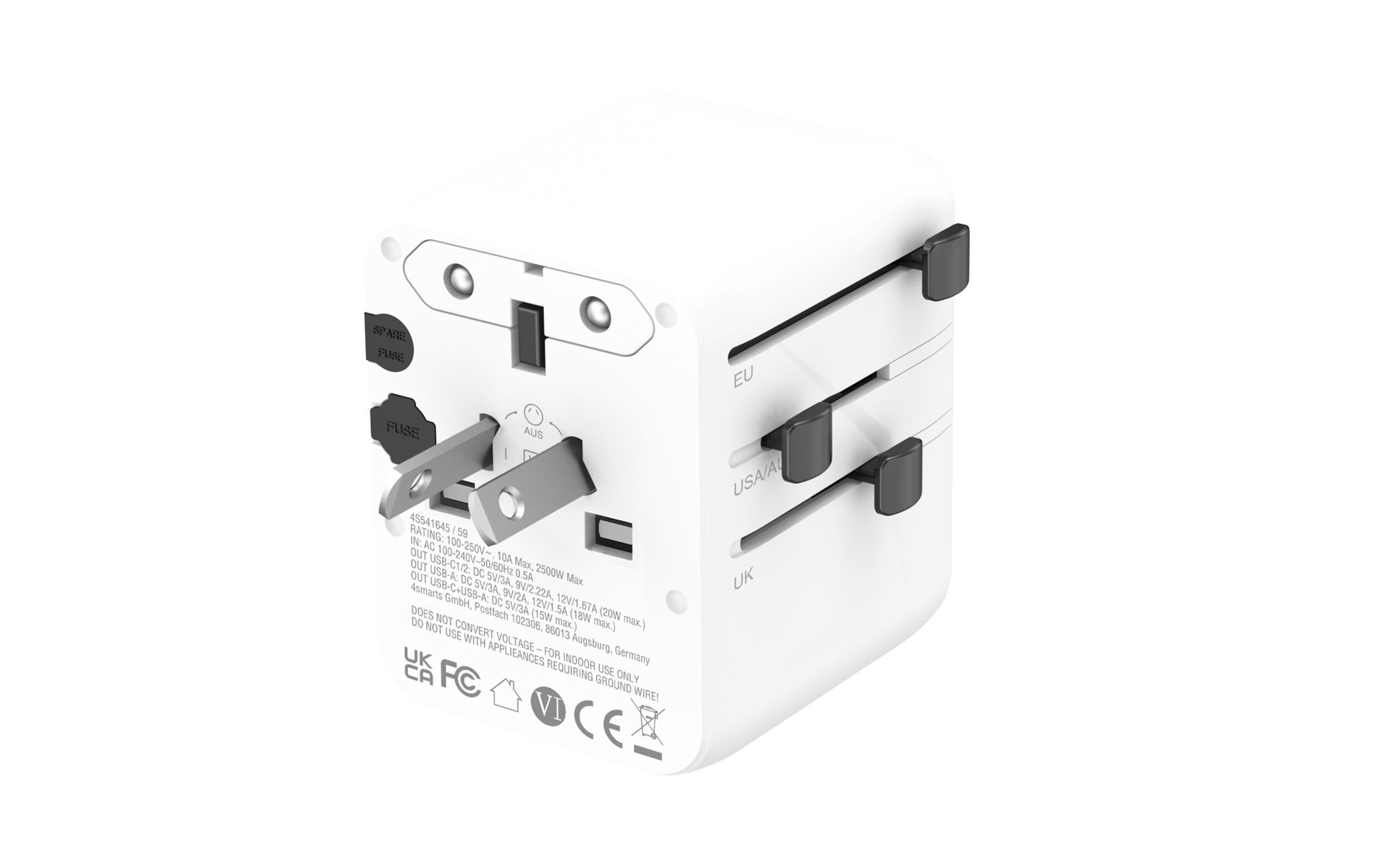 4smarts Weltreiseadapter Nomad GaN 20W 2C+1A, Weiss
