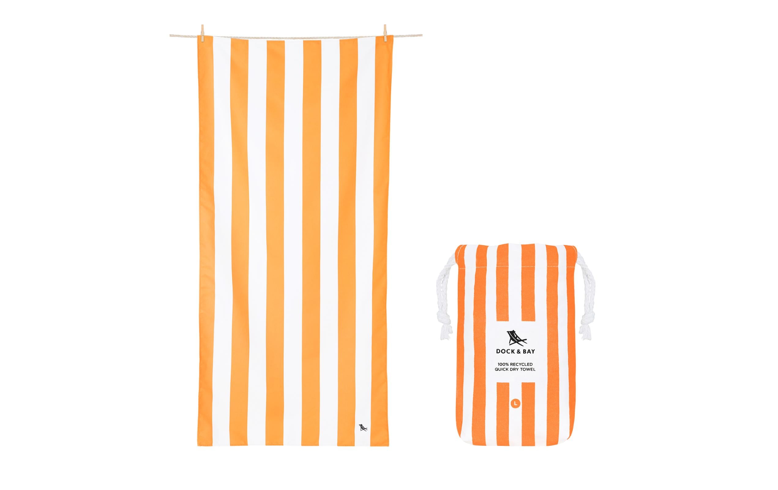 Dock & Bay Strandtuch Cabana 200 cm x 90 cm, Orange, Weiss