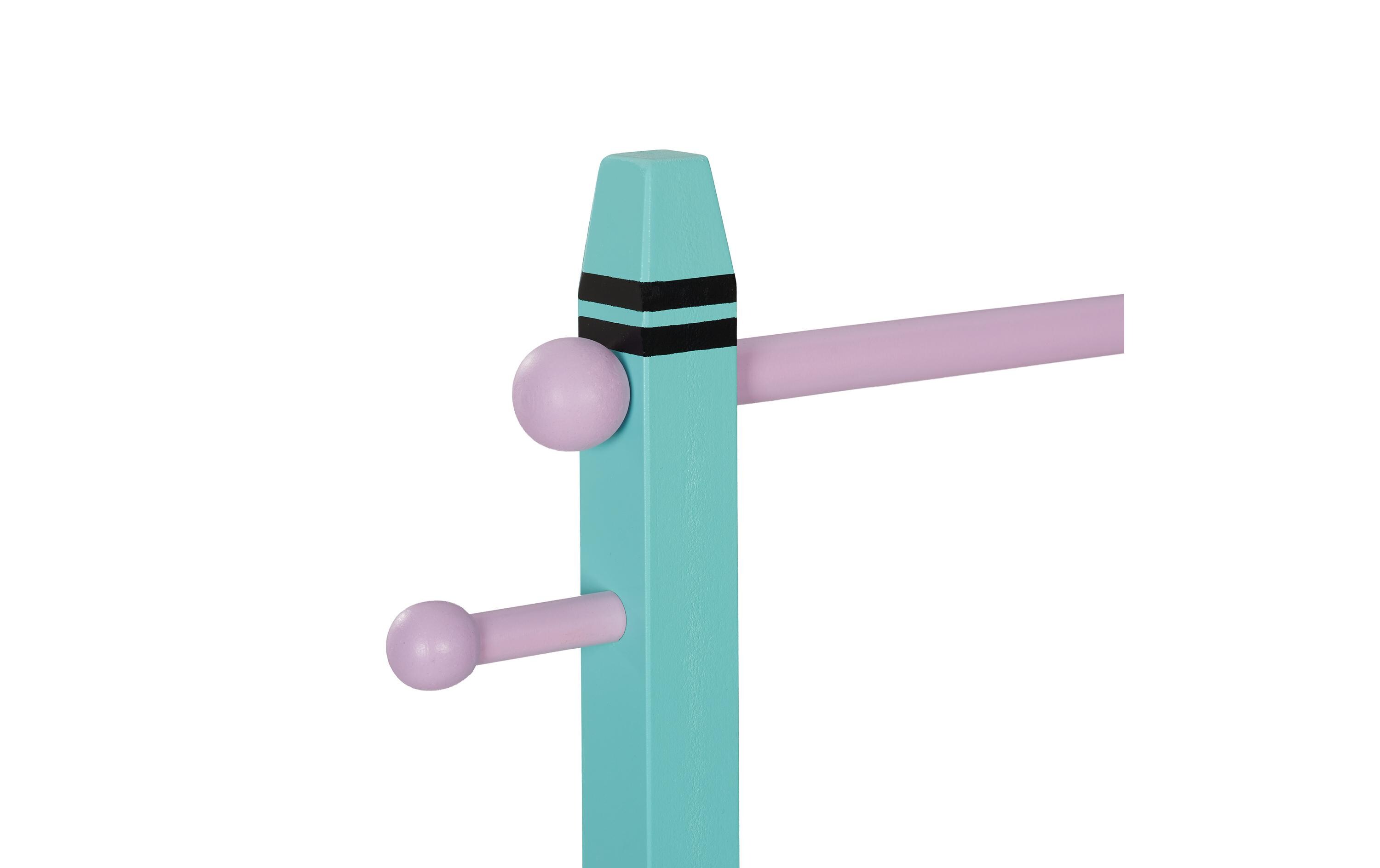 relaxdays Kleiderständer für Kinder 71 x 100.5 cm, Gelb/Rosa/Türkis