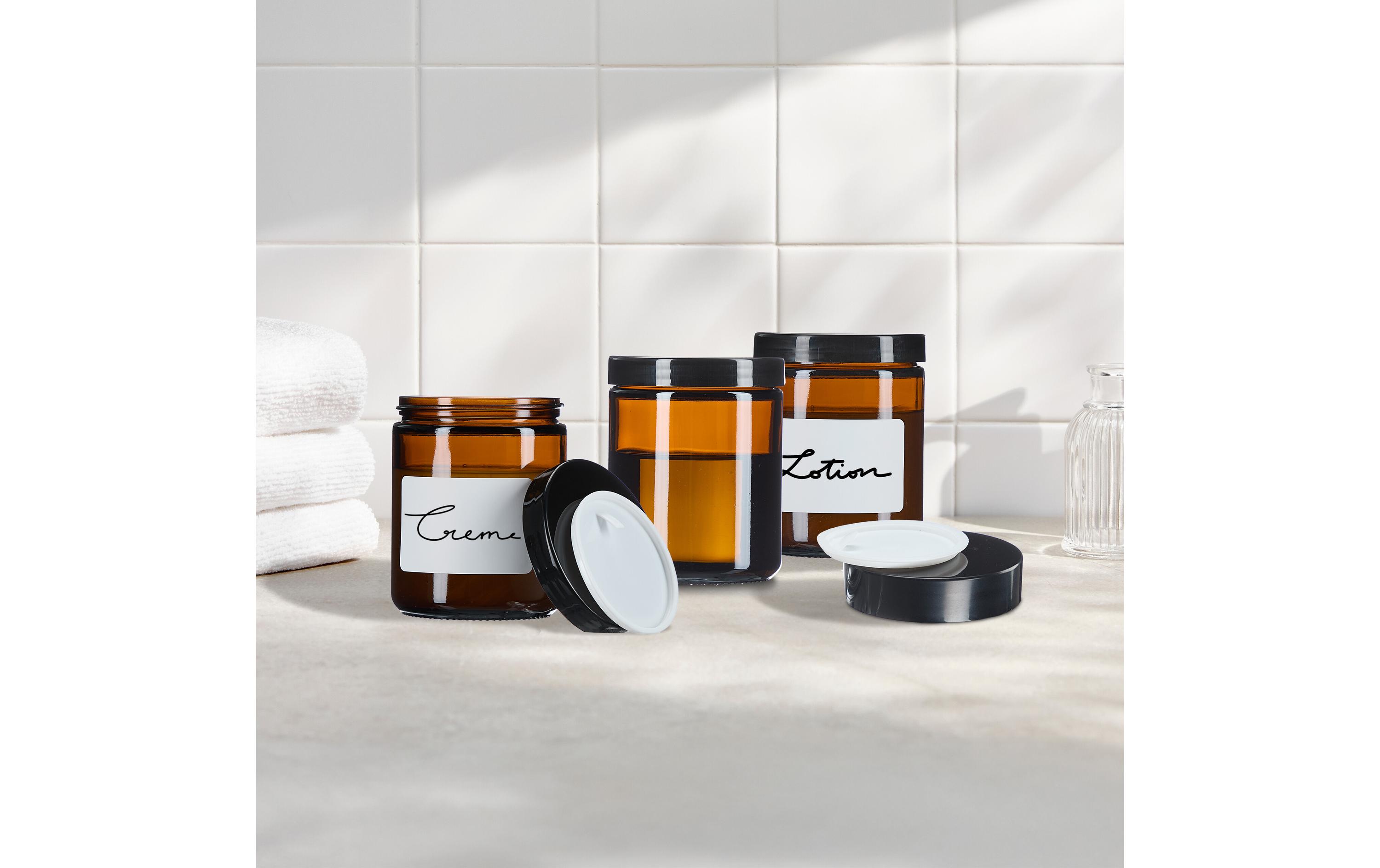 relaxdays Braunglas Salbentiegel 240 ml, 12 Stück