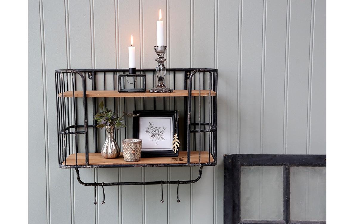 Chic Antique Küchenregal Kiefernholz, Schwarz / Braun