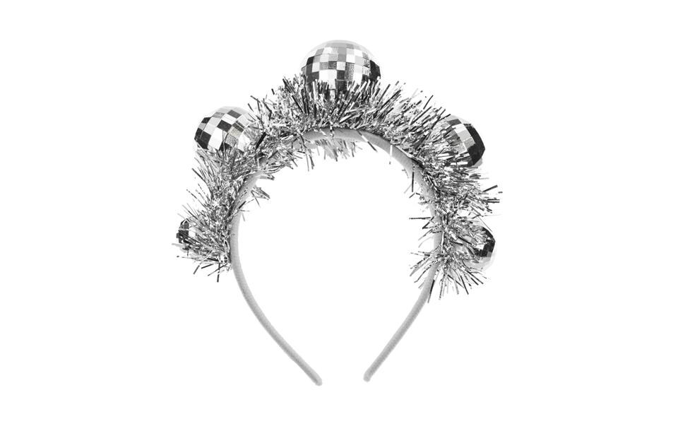 Partydeco Stirnband Discokugel, Silber, 17.5 x 17.5 cm