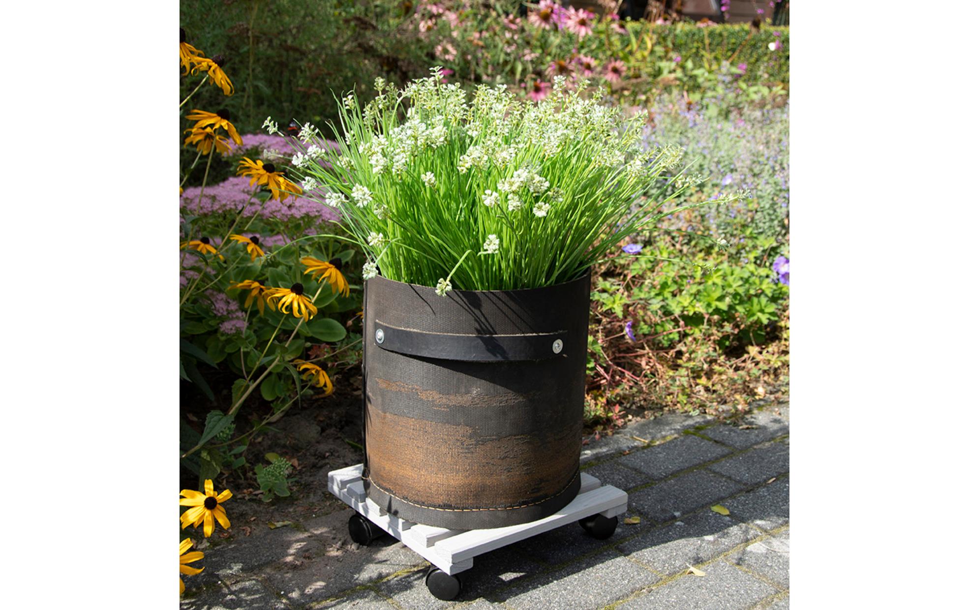 Esschert Design Rolleruntersetzer Quadratisch L Grau/Schwarz