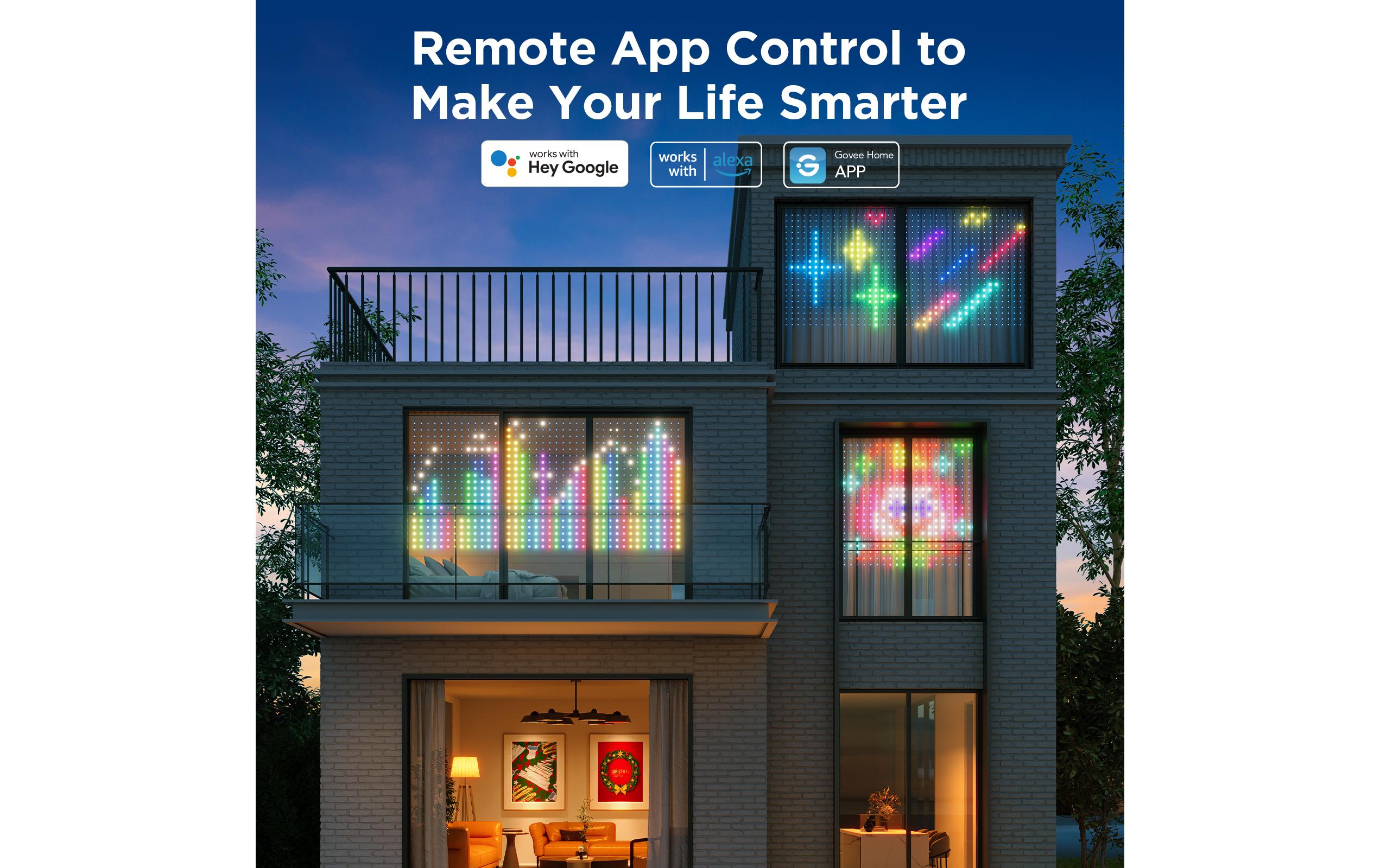 Govee LED-Stripe Curtain Lights RGBIC, 25 Watt, 1.5 x 1.5m