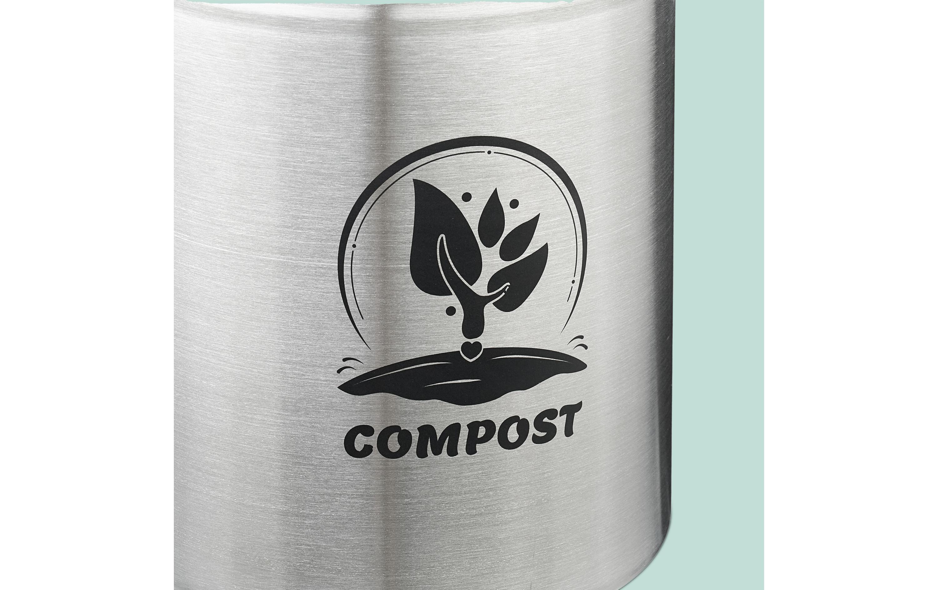 relaxdays Komposteimer mit Geruchsfilter 5 l, Schwarz/Silber