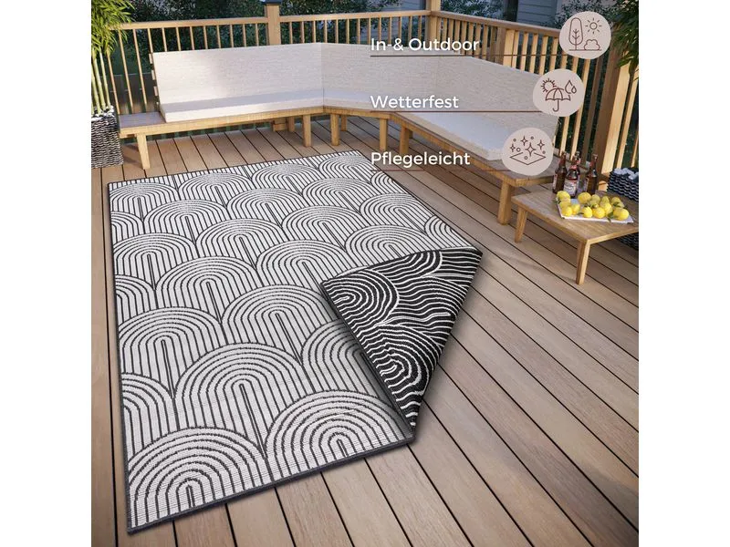 Hanse Home Pangli In- & Outdoor Teppich 120 x 170 cm, Schwarz