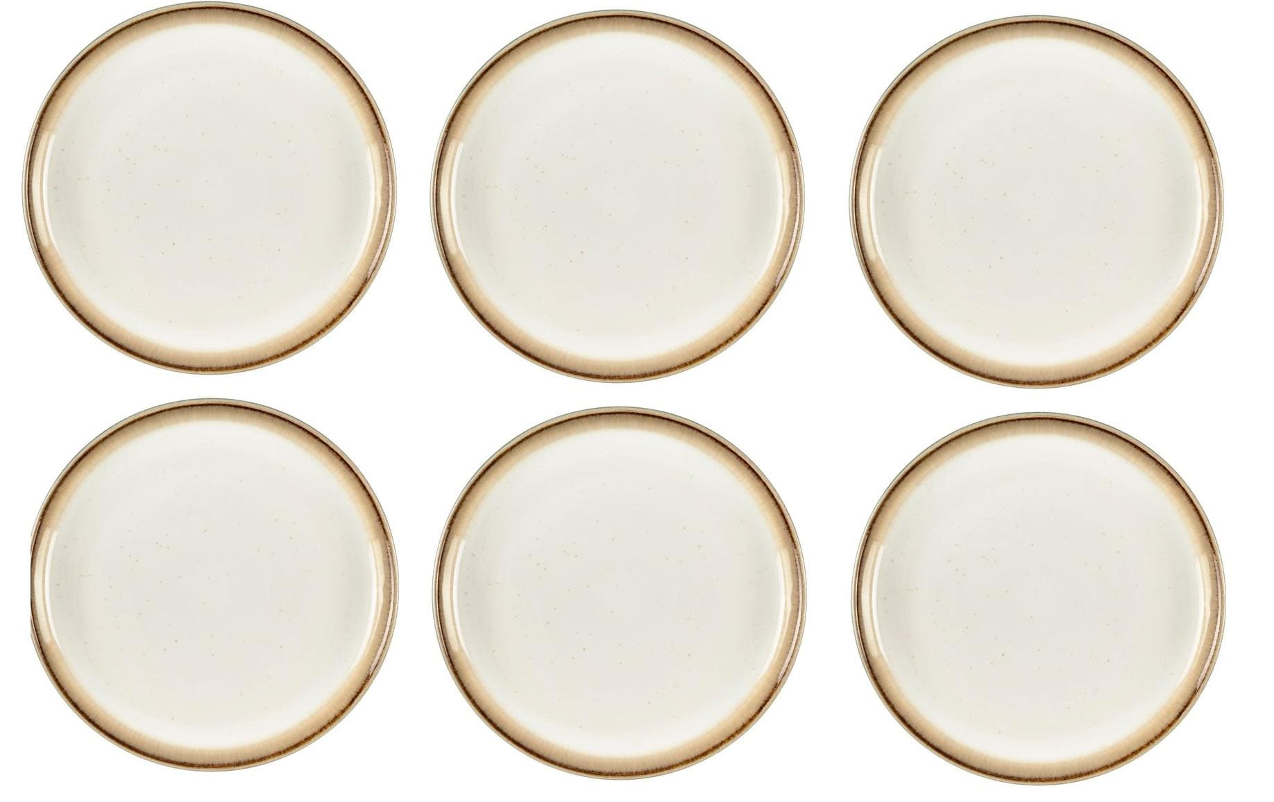 Bitz Frühstücks- & Dessertteller 6 Stück, Crème/Grau