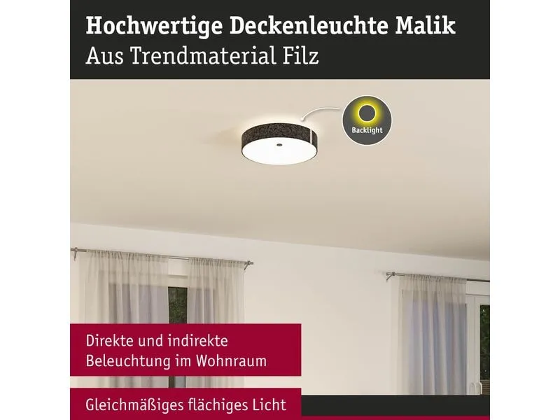 Paulmann LED Deckenleuchte Malika 2700K 29W Anthrazit