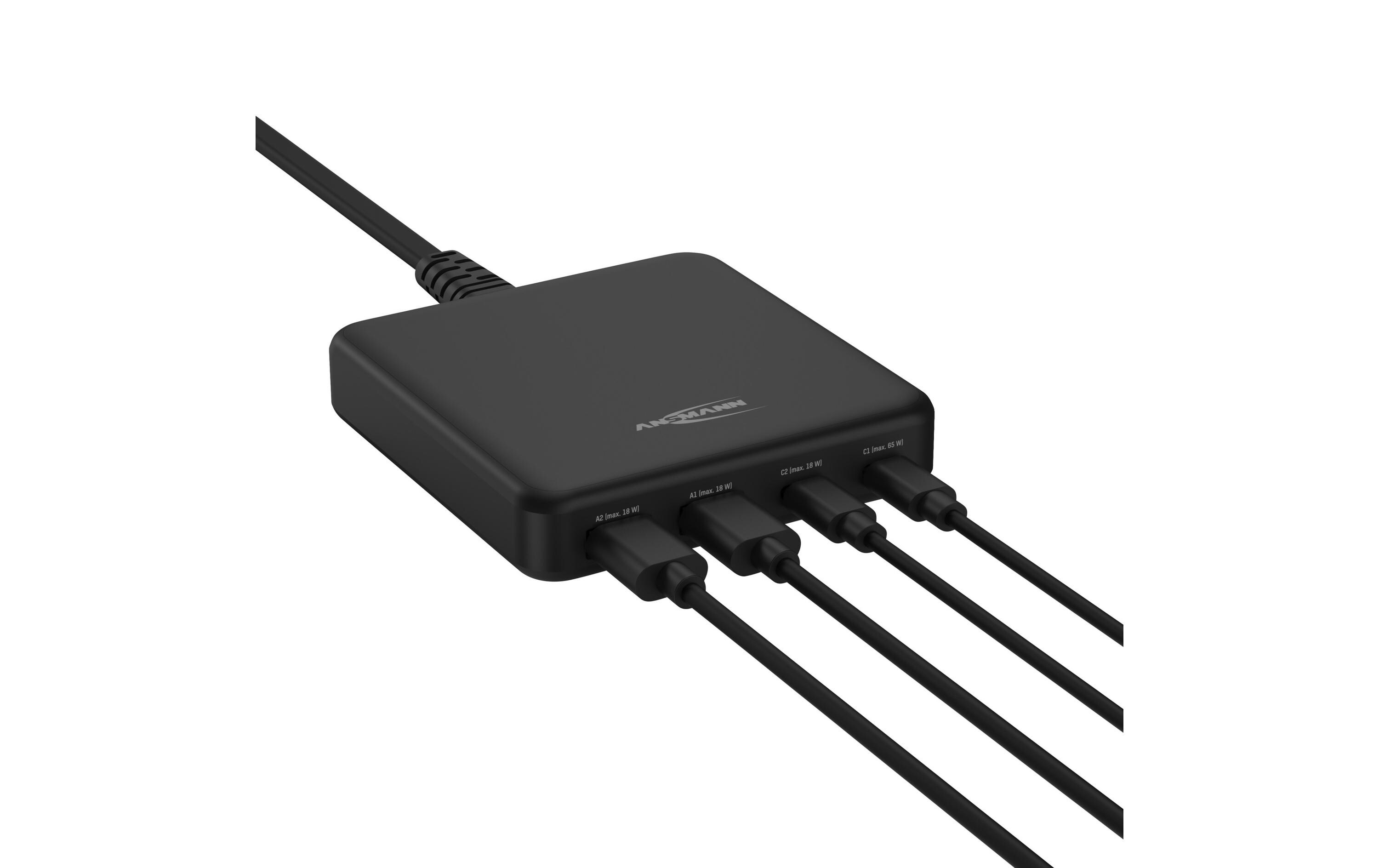 Ansmann USB-Ladegerät Desktop, 2 x USB-Typ-C, 65 W, DC465PD