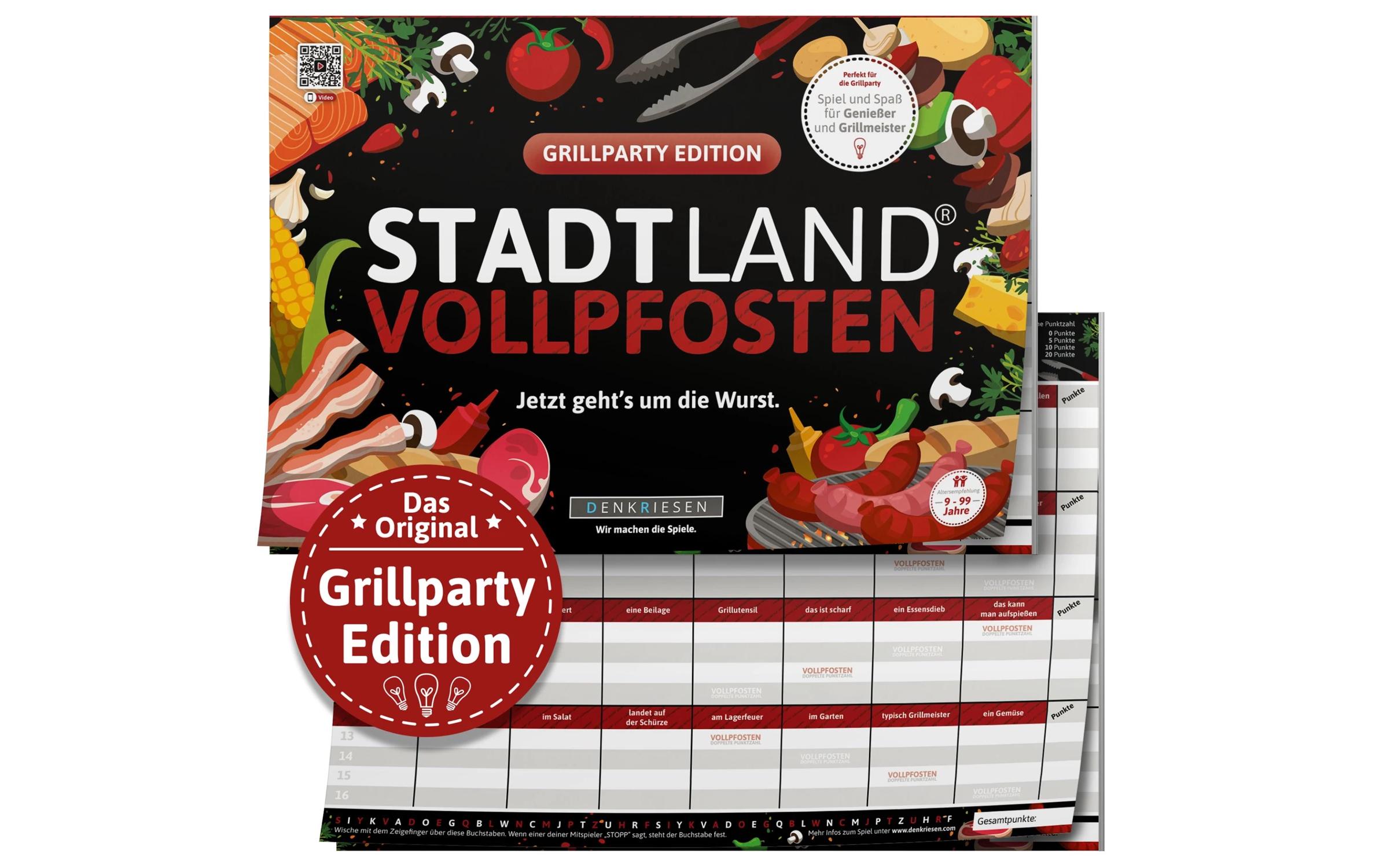 Denkriesen Stadt Land Vollpfosten A4 Block Grillparty Edition -DE-