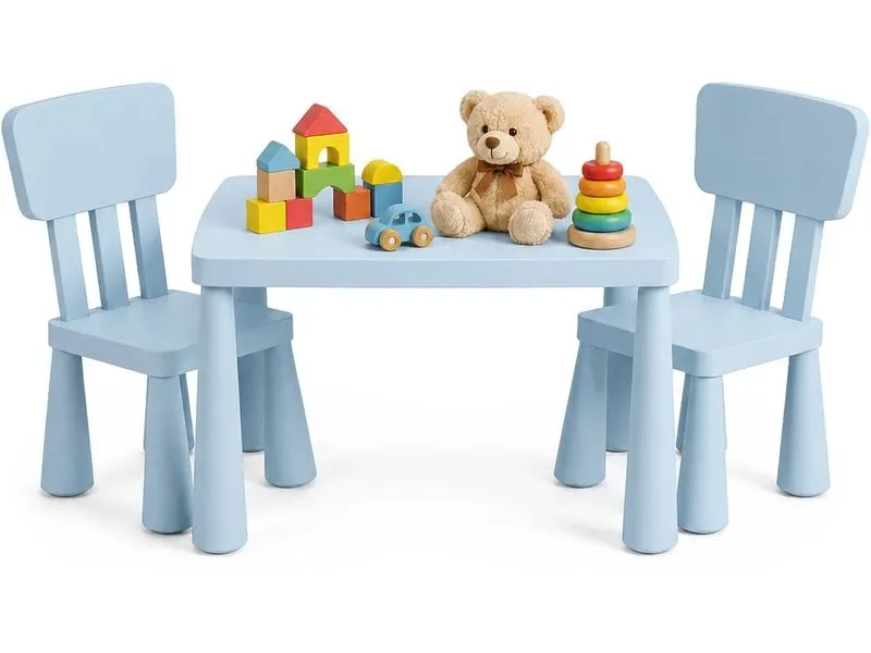 relaxdays Kindersitzgruppe 3-teilig, Kunstoff, Blau relaxdays Kindersitzgruppe 3-teilig, Kunstoff, Blau