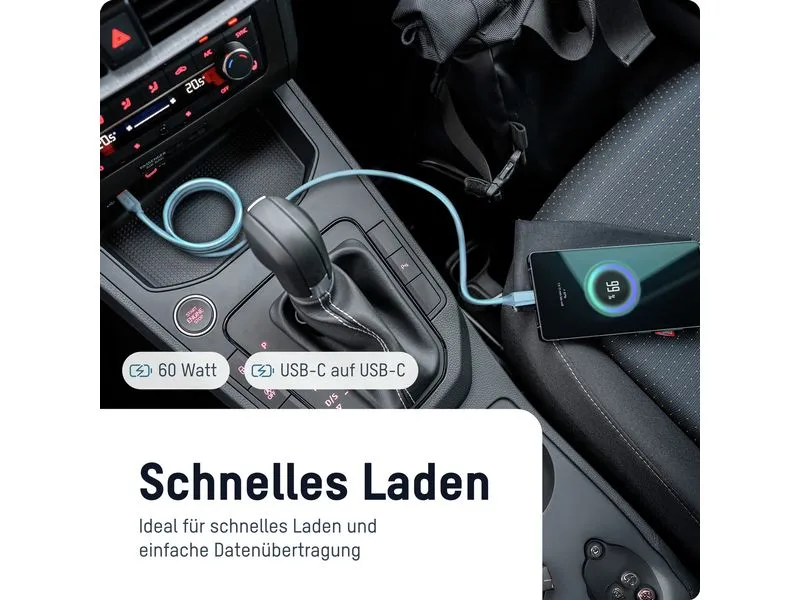 Ansmann Magnetisches Silikonkabel USB-C auf USB-C, 120 cm blau