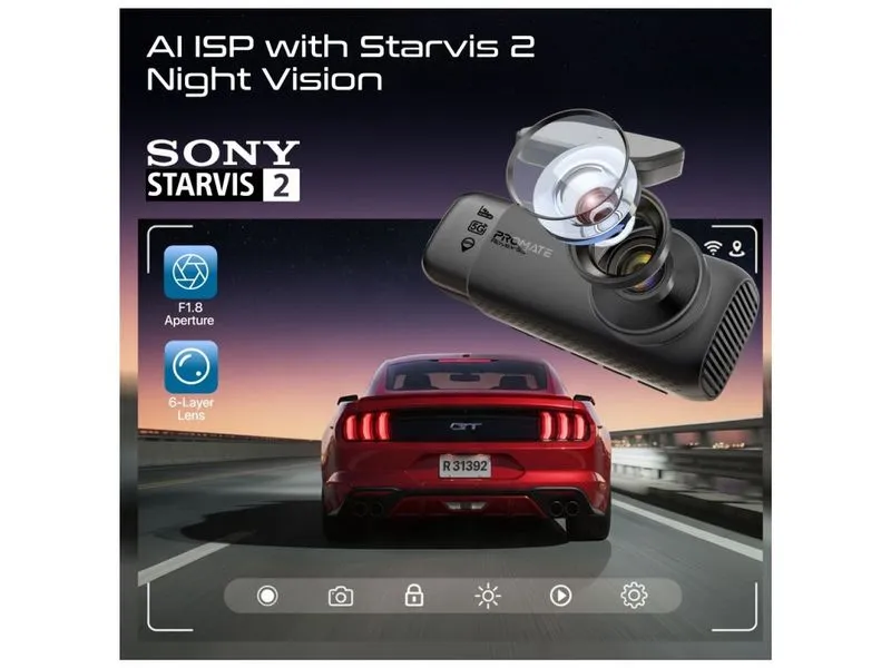 Promate Dashcam Rovex-S3 4K Ultra HD GPS WLAN