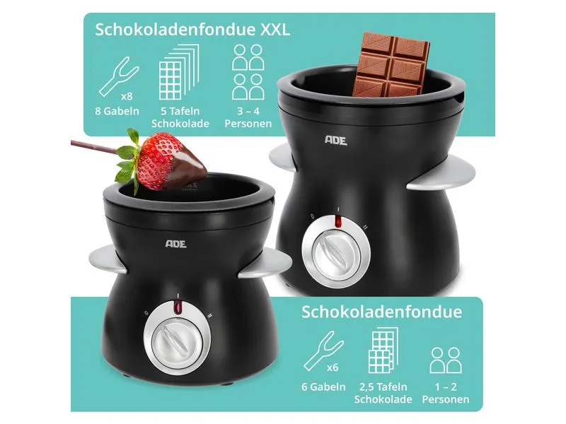 ADE Schokoladenfondue-Set KG2352 10 Teile, Schwarz
