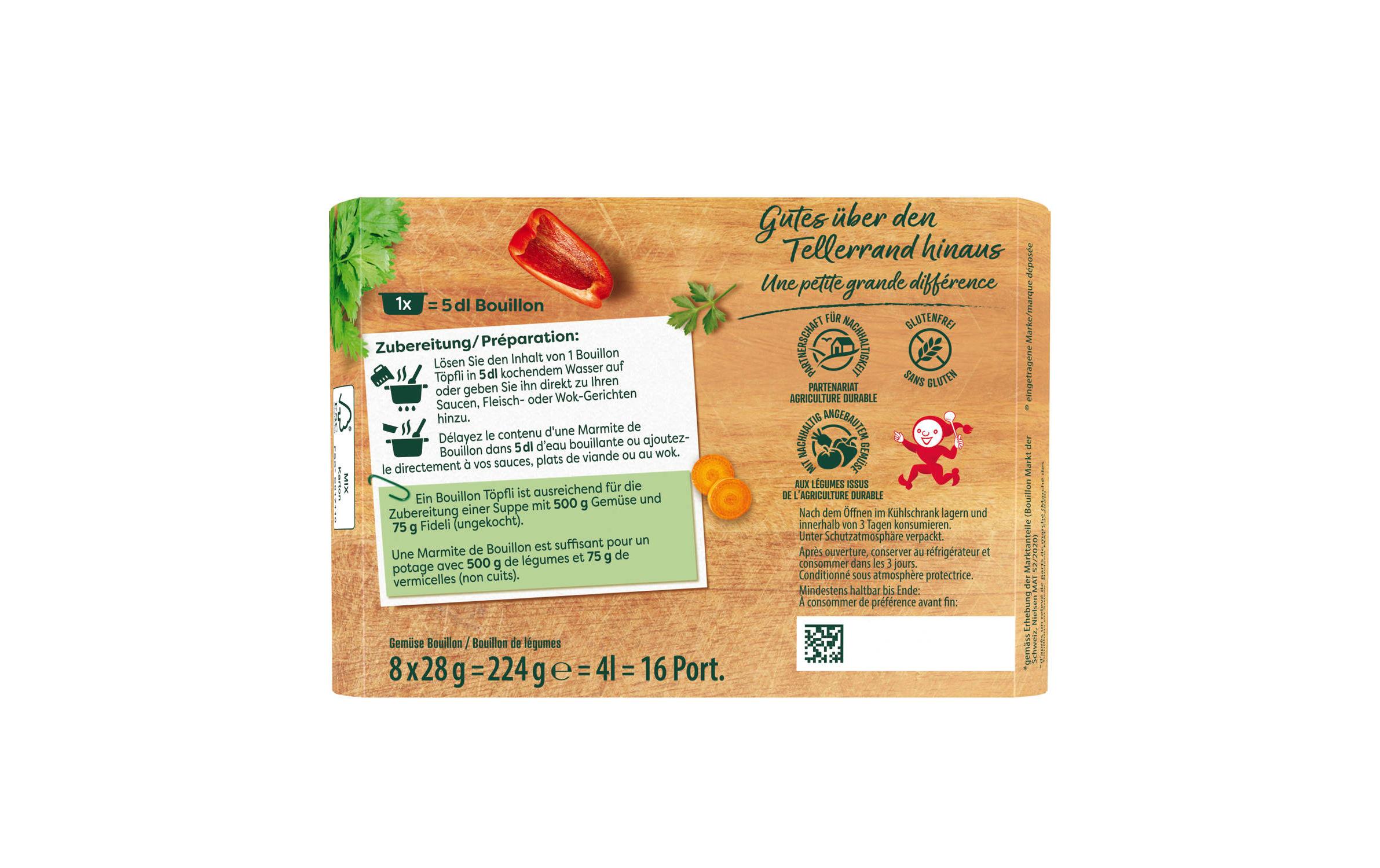 Knorr Gemüse-Bouillon Pur 8 Töpfli 224 g Knorr Gemüse-Bouillon Pur 8 Töpfli 224 g