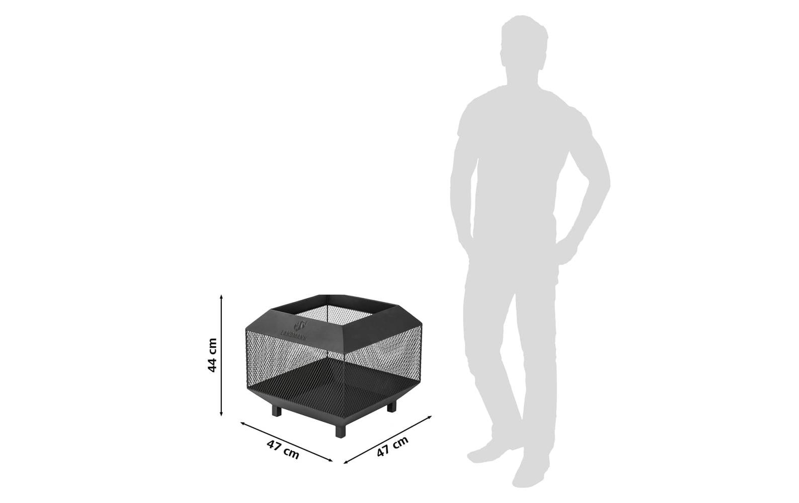 Landmann Feuerkorb 44 x 44 cm, Heizstrahler – Schwarz