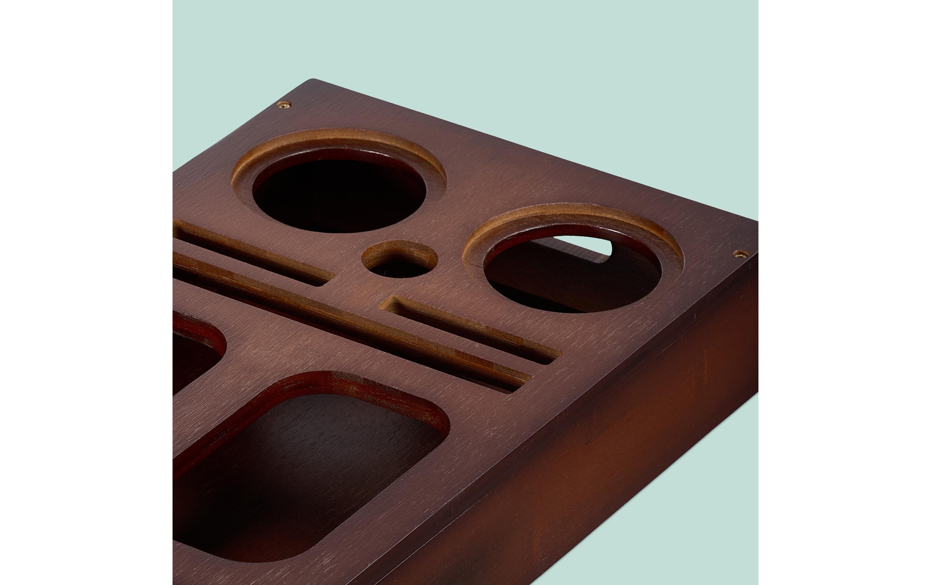 relaxdays Serviertablett mit Snackschalen Dunkelbraun