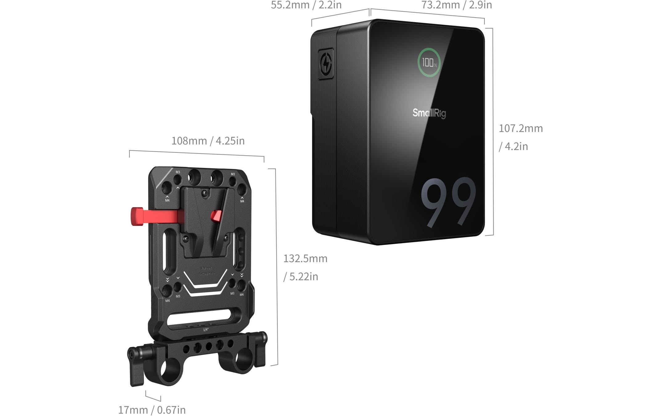 Smallrig Videokamera-Akku VB99 Pro Kit Akkuplatte mit Stangeklemme