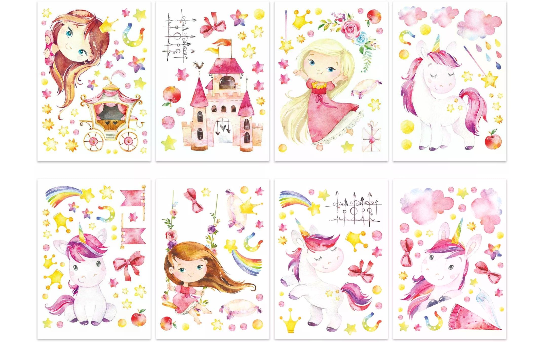 Papierdrachen Wandtattoo-Set Einhorn