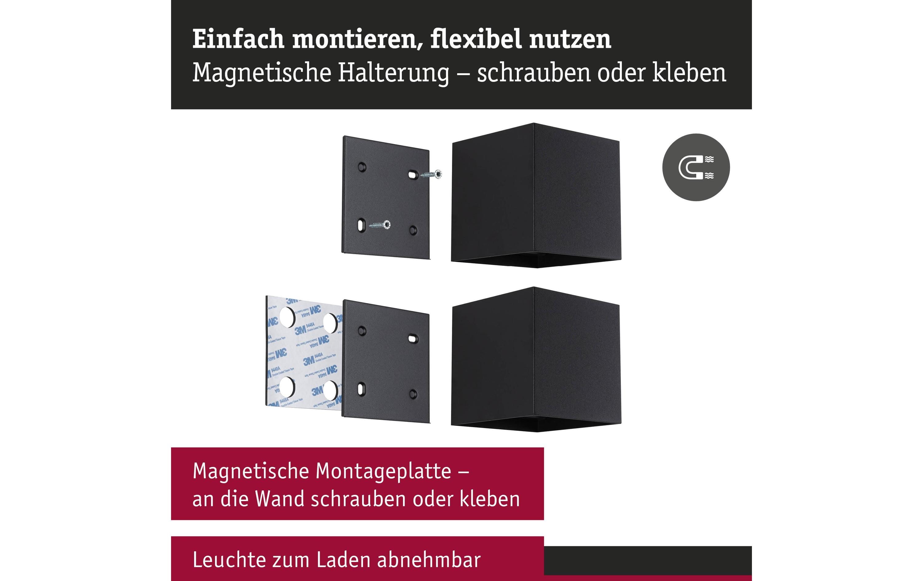 Paulmann Akkuwandleuchte Nyara IP44, Schwarz