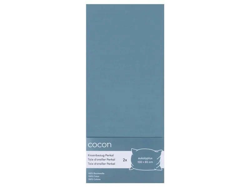 COCON Kopfkissenbezug Perkal 65 x 100 cm, Eukalyptusgrün, 2 Stück COCON Kopfkissenbezug Perkal 65 x 100 cm, Eukalyptusgrün, 2 Stück