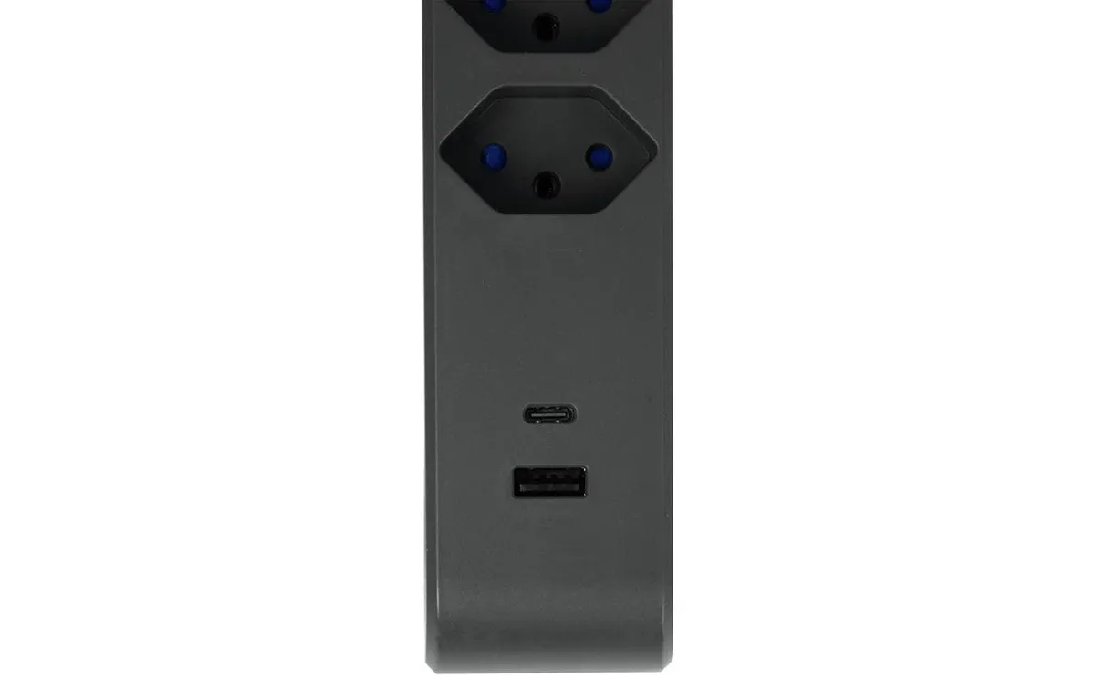 STEFFEN Steckdosenleiste IQ 6 x T13, USB-A+C Anthrazit, 3 m Kabel