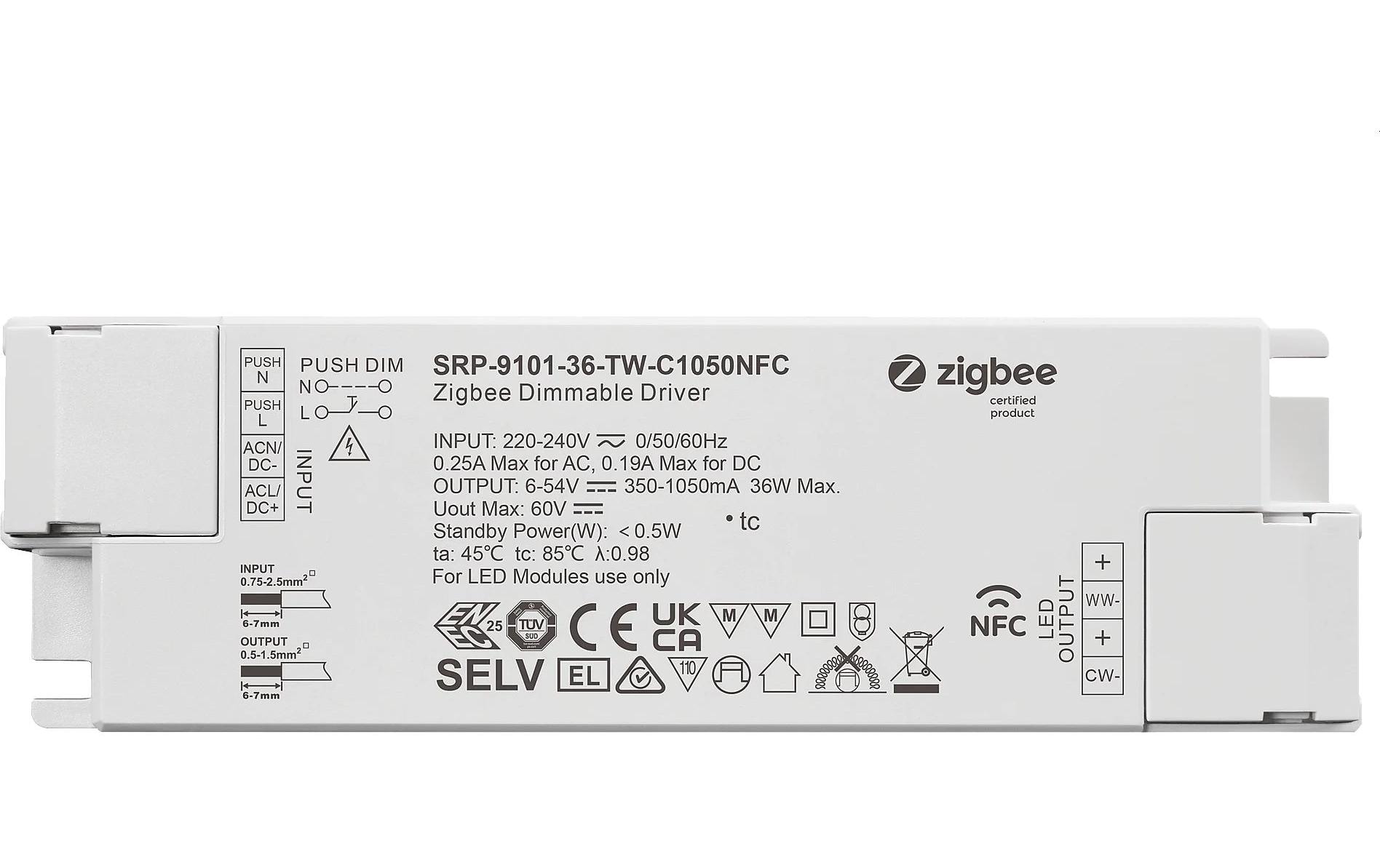Sunricher SR Zigbee 3.0 NFC Konverter Tunable White 36W Sunricher SR Zigbee 3.0 NFC Konverter Tunable White 36W