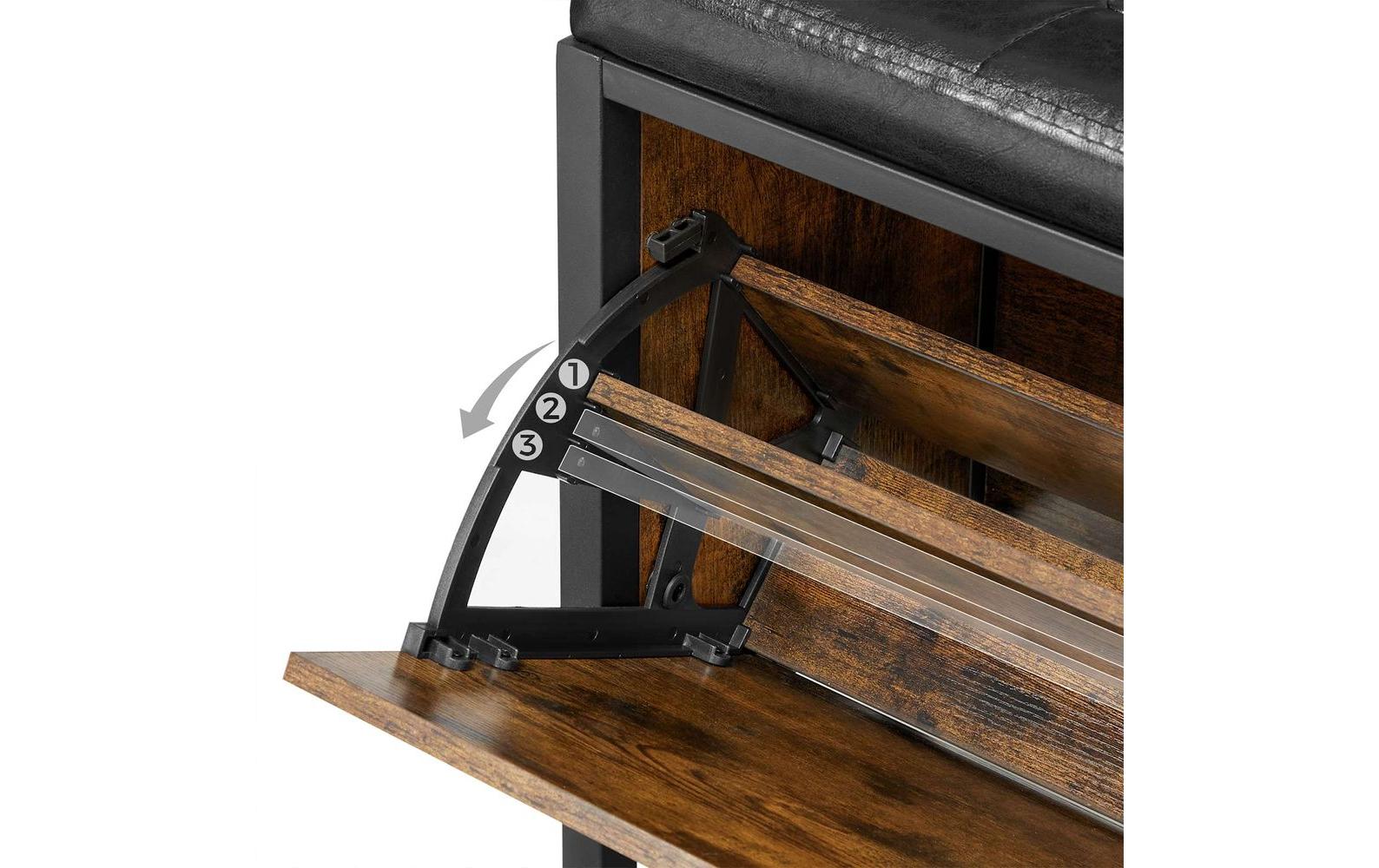 VASAGLE Schuhschrank mit Polster 80 x 51 cm, Braun