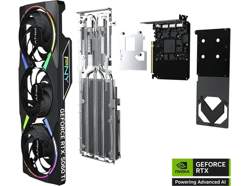 PNY GeForce RTX 5060 Ti Epic-X 8 GB GDDR7, ARGB, OC, Triple Fan