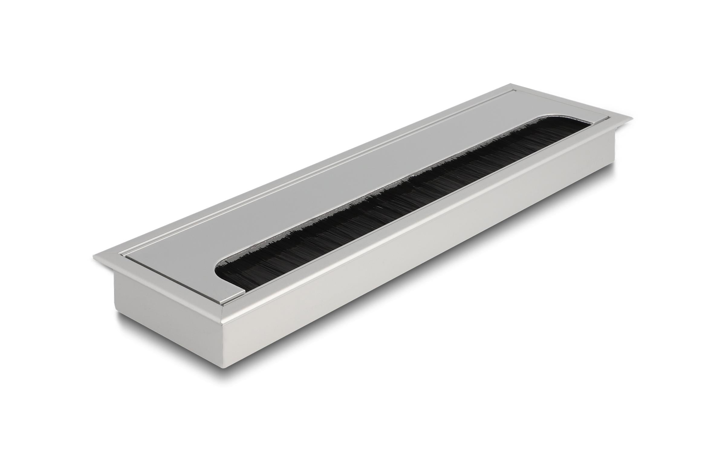 Delock Einbaurahmen für Tisch mit Bürste 280x80x28mm, Silber