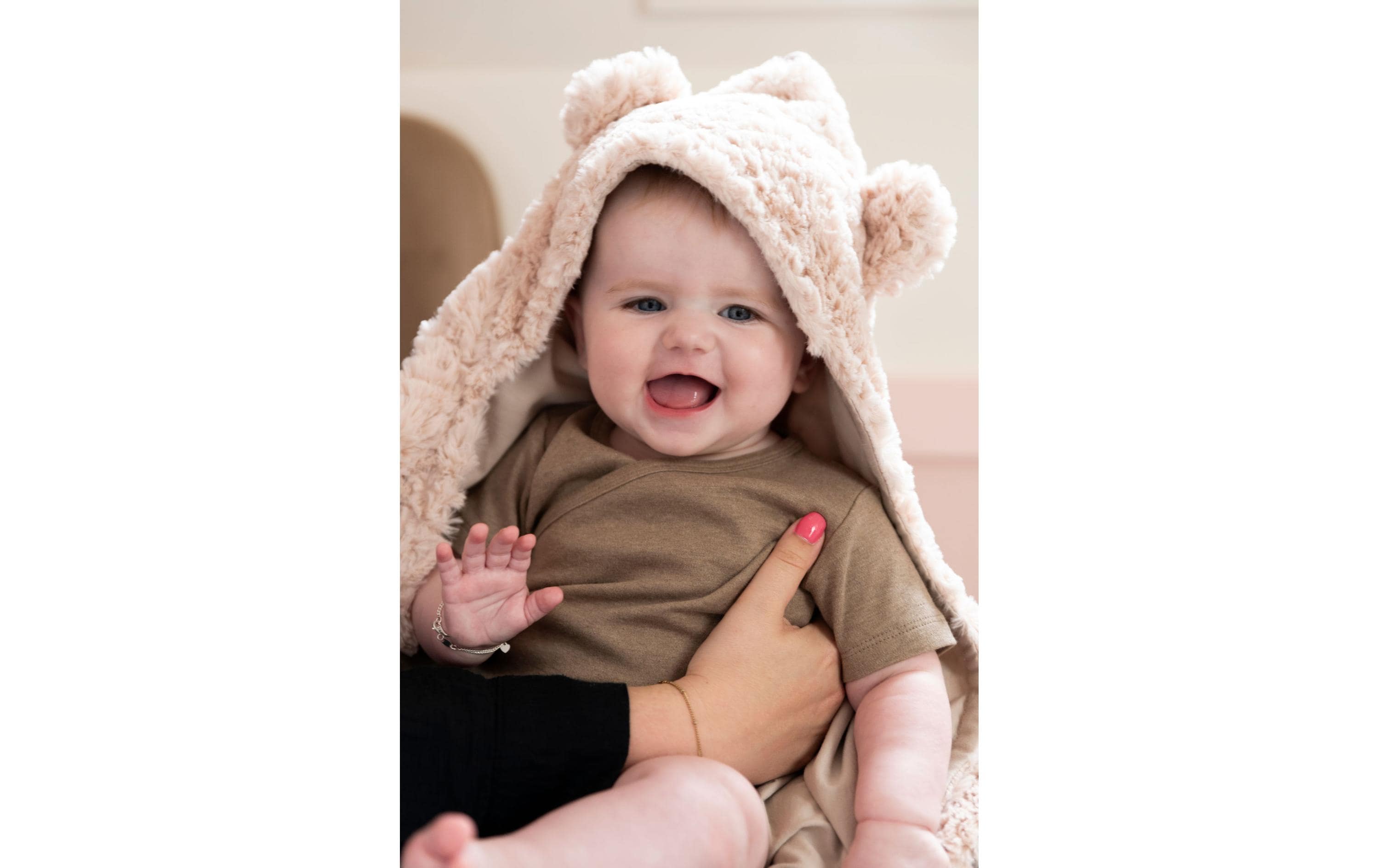 baby's only Einschlagdecke mit Ohren, Snow Alt Rosa