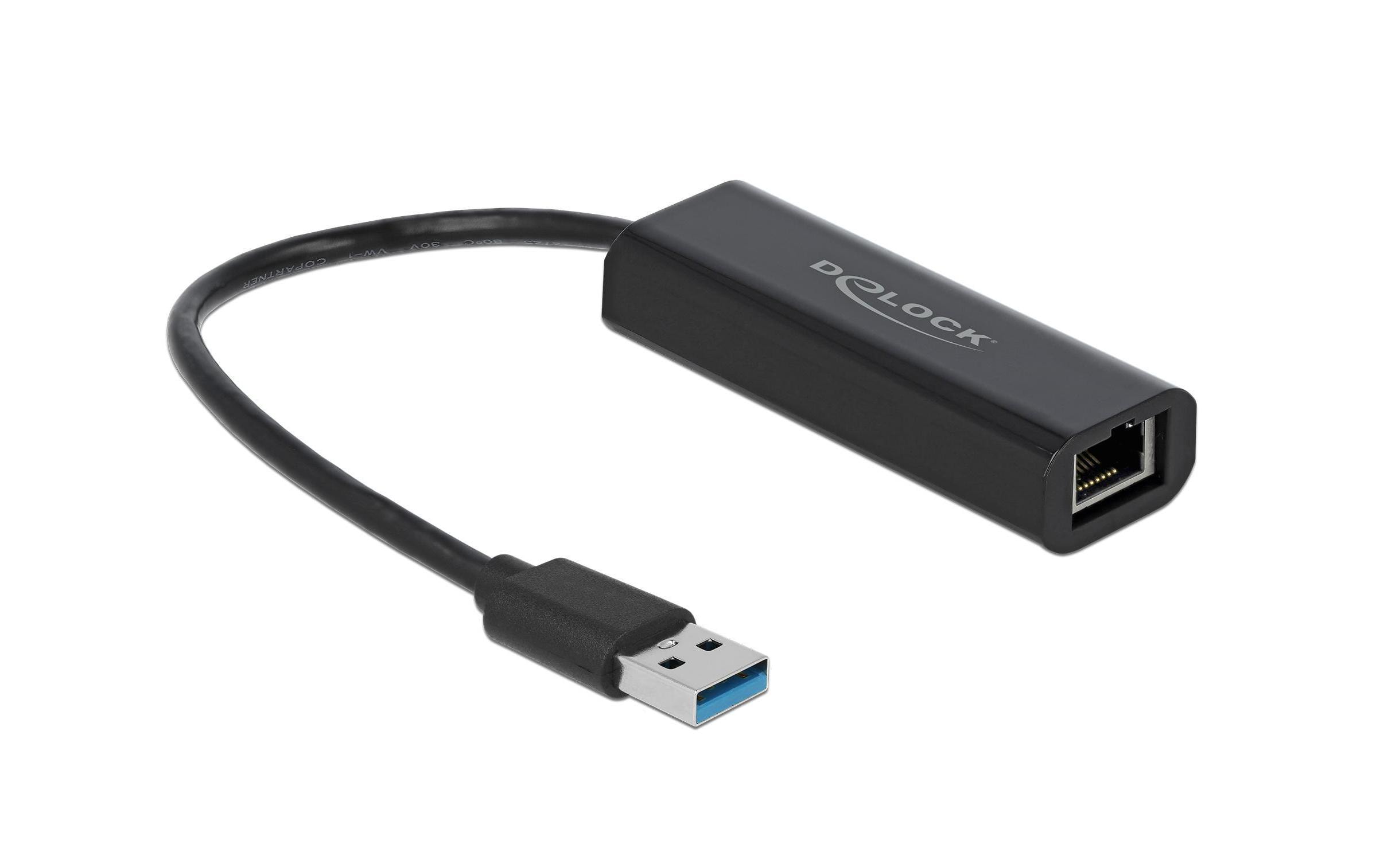 Delock Netzwerk-Adapter USB-A – RJ45, 2.5Gbps Schwarz Delock Netzwerk-Adapter USB-A – RJ45, 2.5Gbps Schwarz