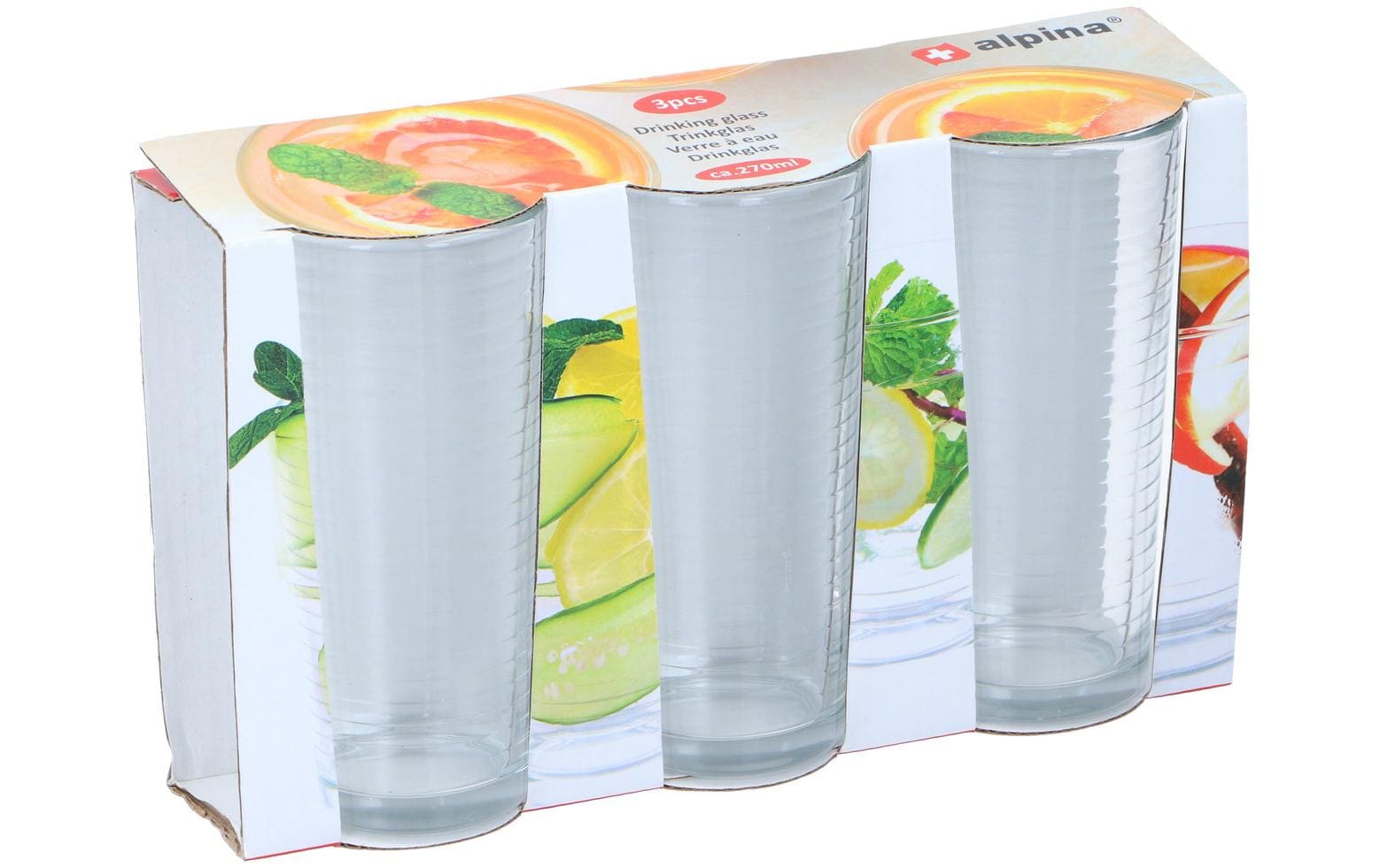 alpina Trinkglas 270 ml, 3 Stück, Transparent